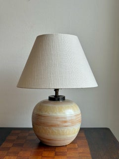 Anna-Lisa Thomson Art Deco Striped Ceramic Table Lamp by Upsala-Ekeby. 1930s.