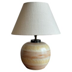 Anna-Lisa Thomson Art Deco Striped Ceramic Table Lamp by Upsala-Ekeby. 1930s.