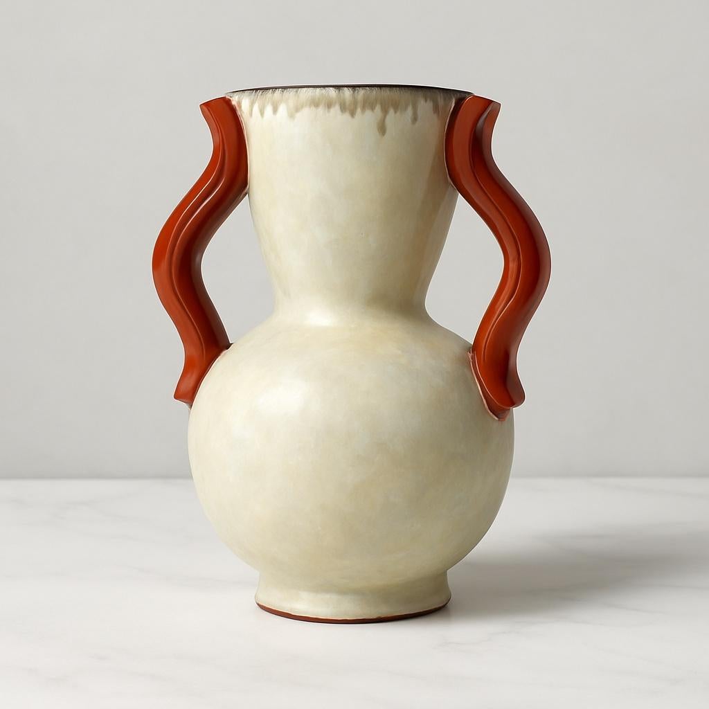 Scandinave moderne Anna-Lisa Thomson pour Uppsala Vase en céramique Ekeby, Suède 1940s Modernité suédoise en vente