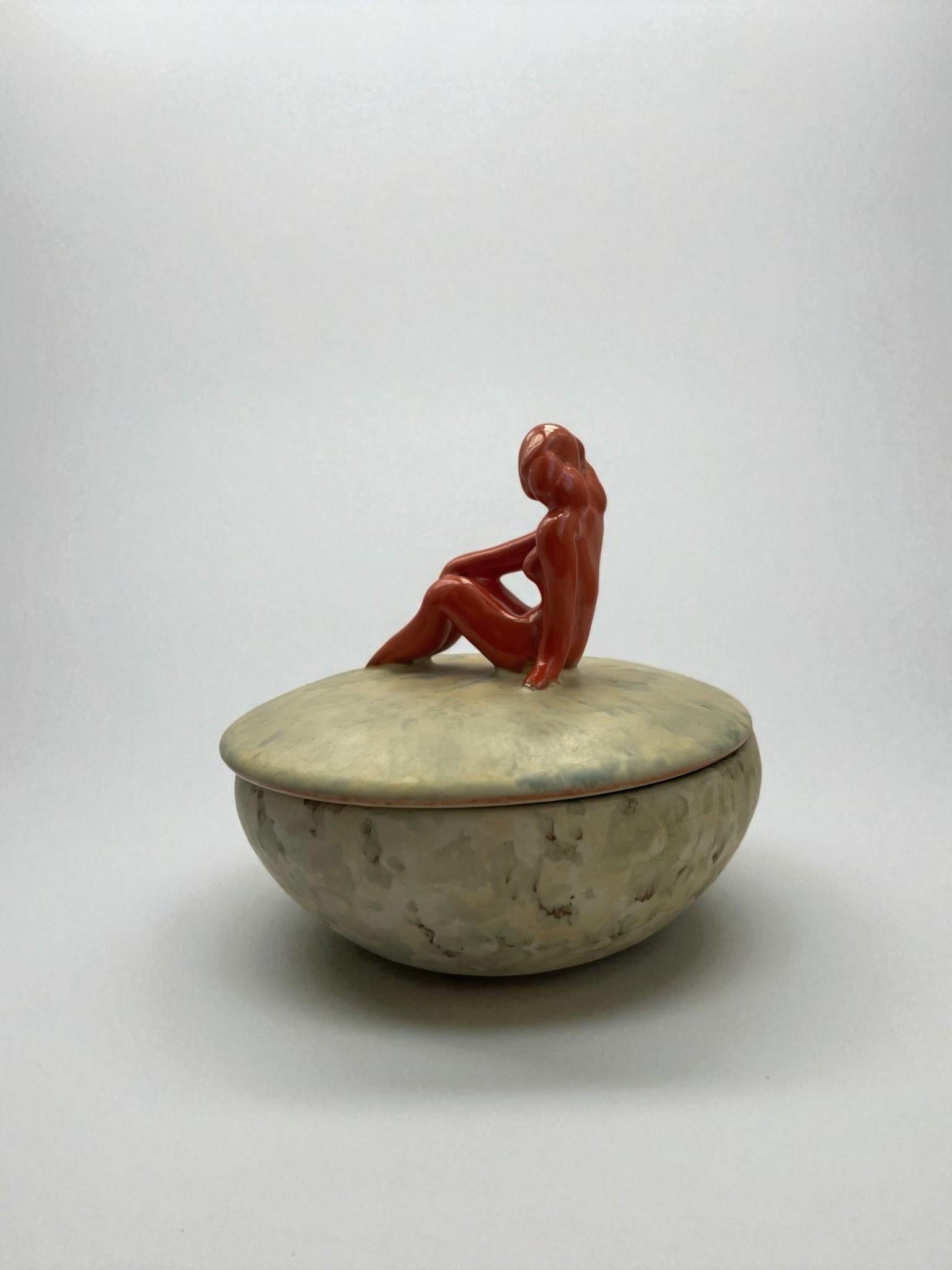 Art Deco Anna-Lisa Thomson for Upsala-Ekeby, Lidded Ceramic Bowl, Swede 1930's For Sale