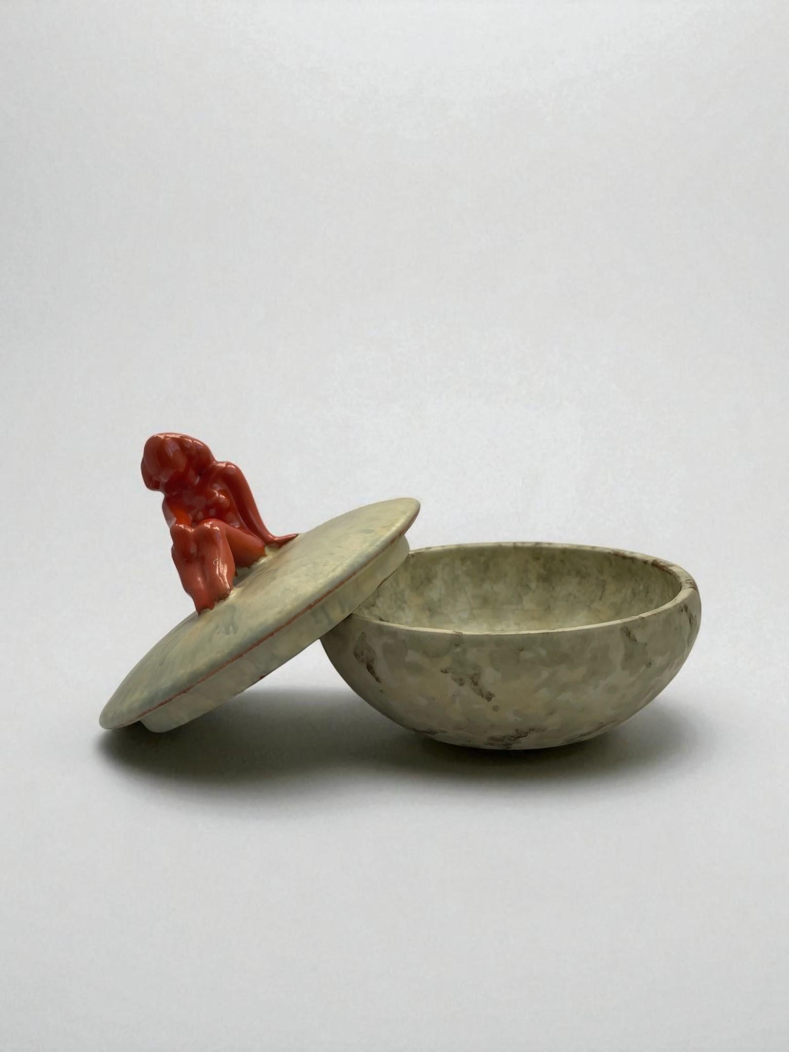 Swedish Anna-Lisa Thomson for Upsala-Ekeby, Lidded Ceramic Bowl, Swede 1930's For Sale