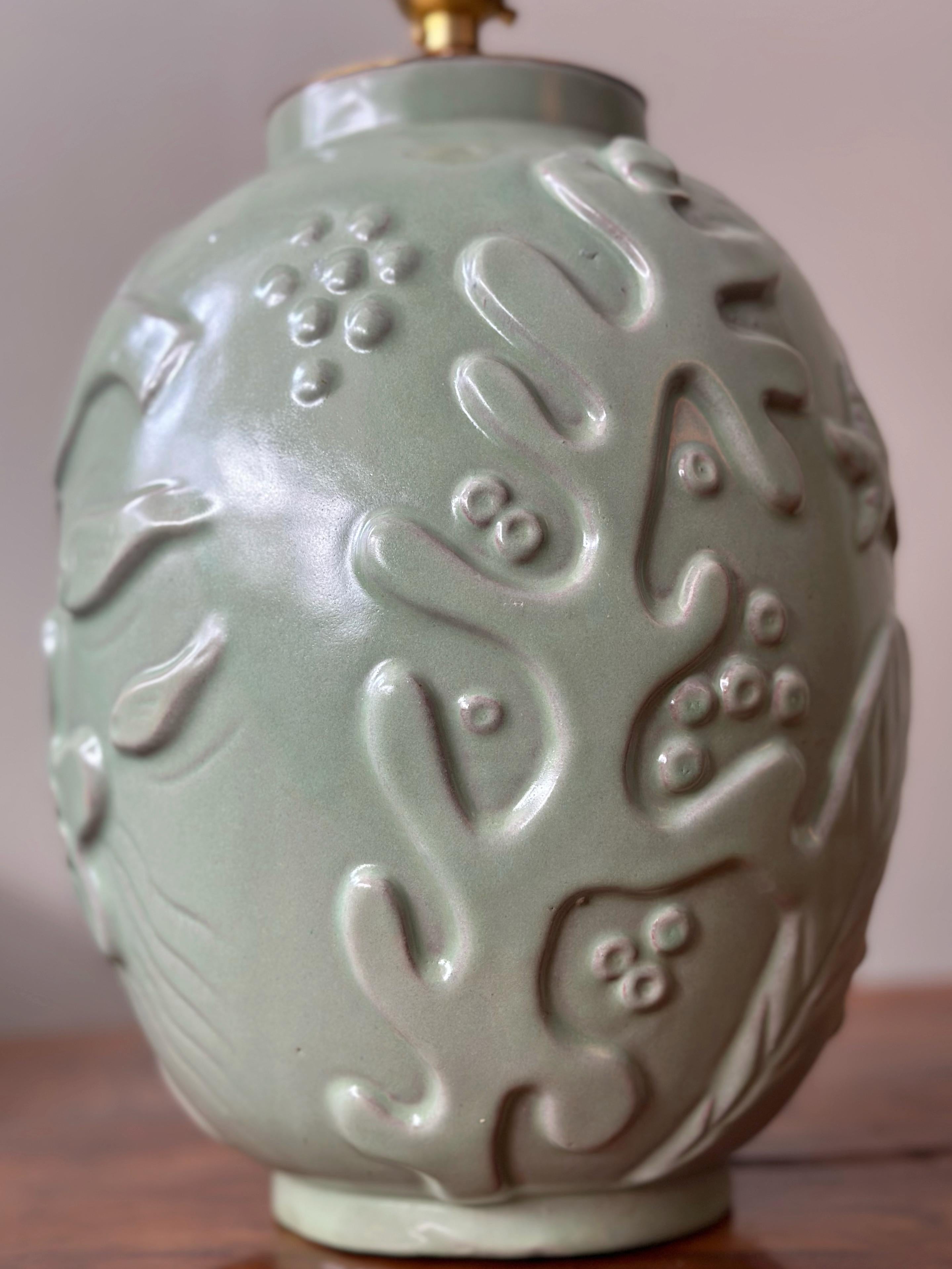 Lampada da tavolo in ceramica smaltata di Anna-Lisa Thomson di Upsala Ekeby, Svezia, anni '40. in vendita 3
