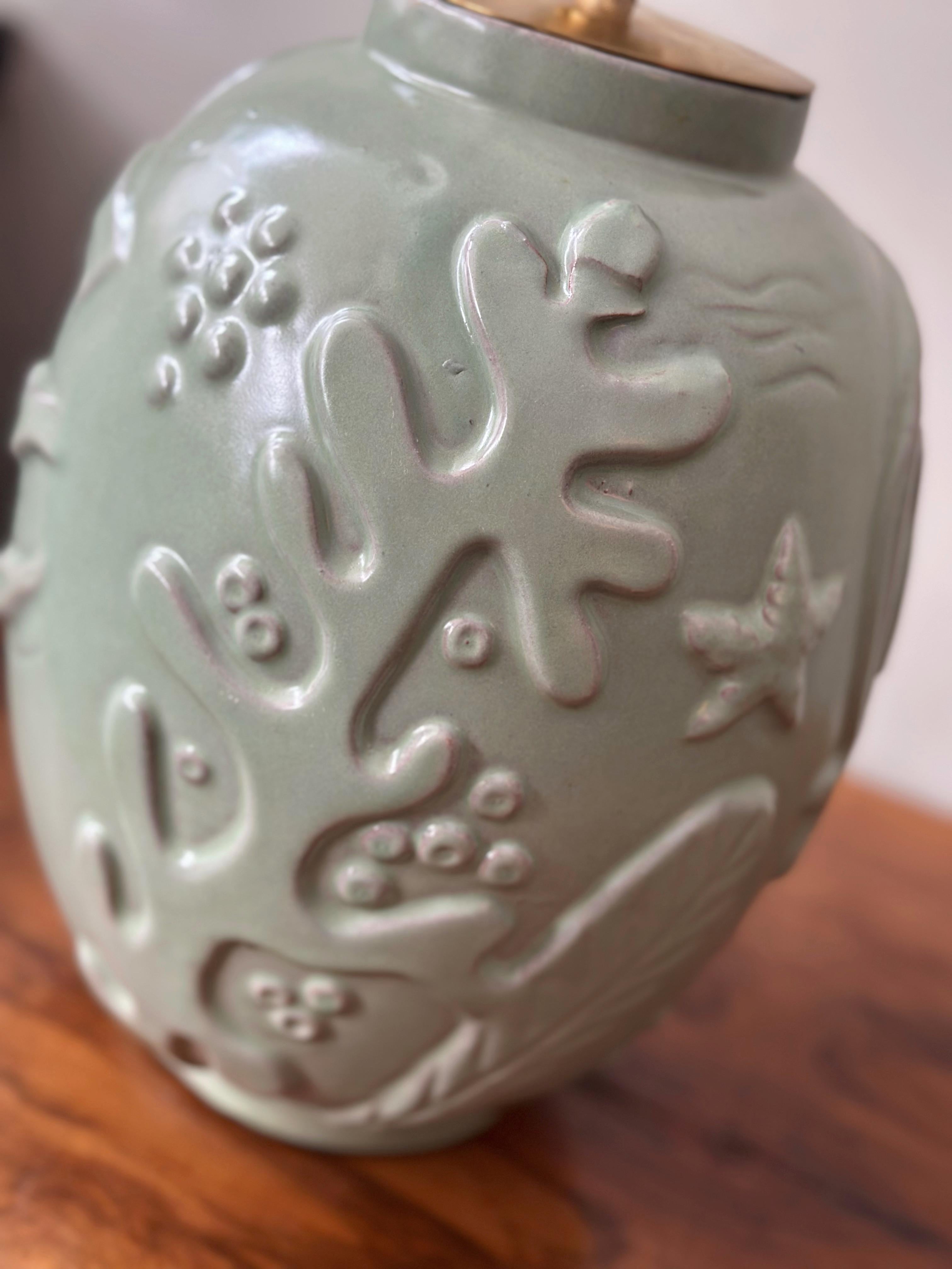 Lampada da tavolo in ceramica smaltata di Anna-Lisa Thomson di Upsala Ekeby, Svezia, anni '40. in vendita 2