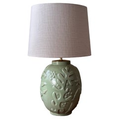 Anna-Lisa Thomson, glasierte Keramik-Tischlampe von Upsala Ekeby, Schweden, 1940er Jahre.