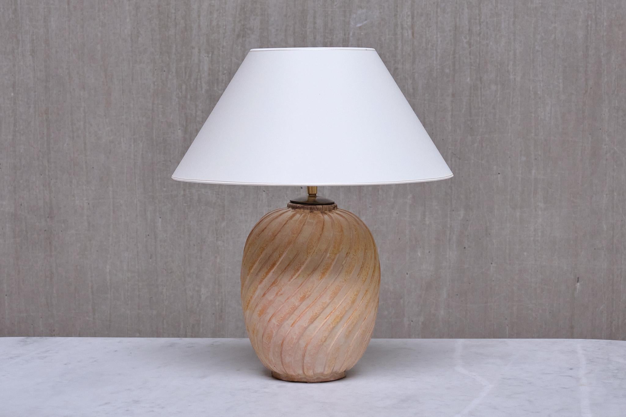 Anna-Lisa Thomson, glasierte Keramik-Tischlampe, Upsala Ekeby, Schweden, 1940er Jahre 4