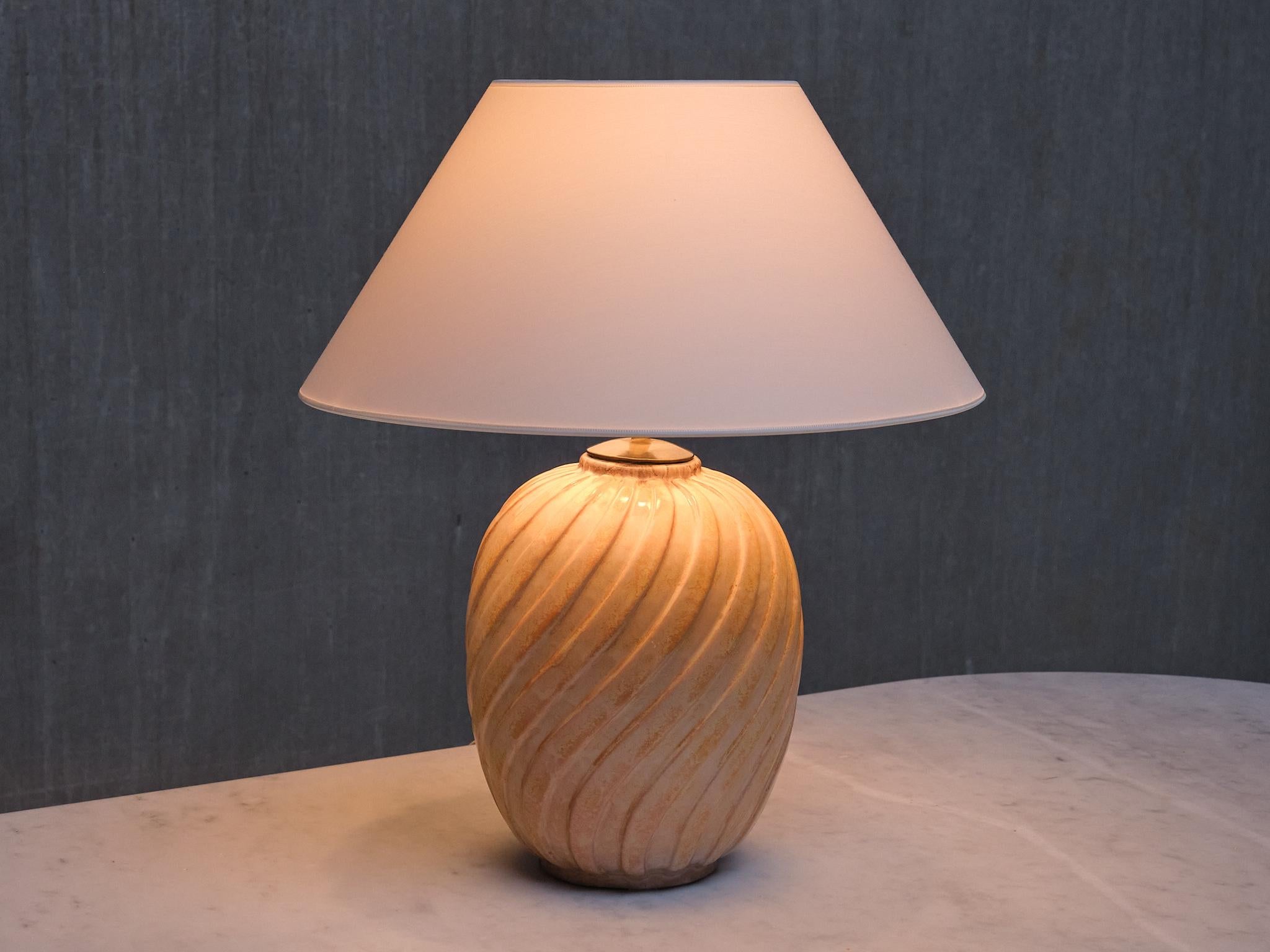 Anna-Lisa Thomson, glasierte Keramik-Tischlampe, Upsala Ekeby, Schweden, 1940er Jahre 1