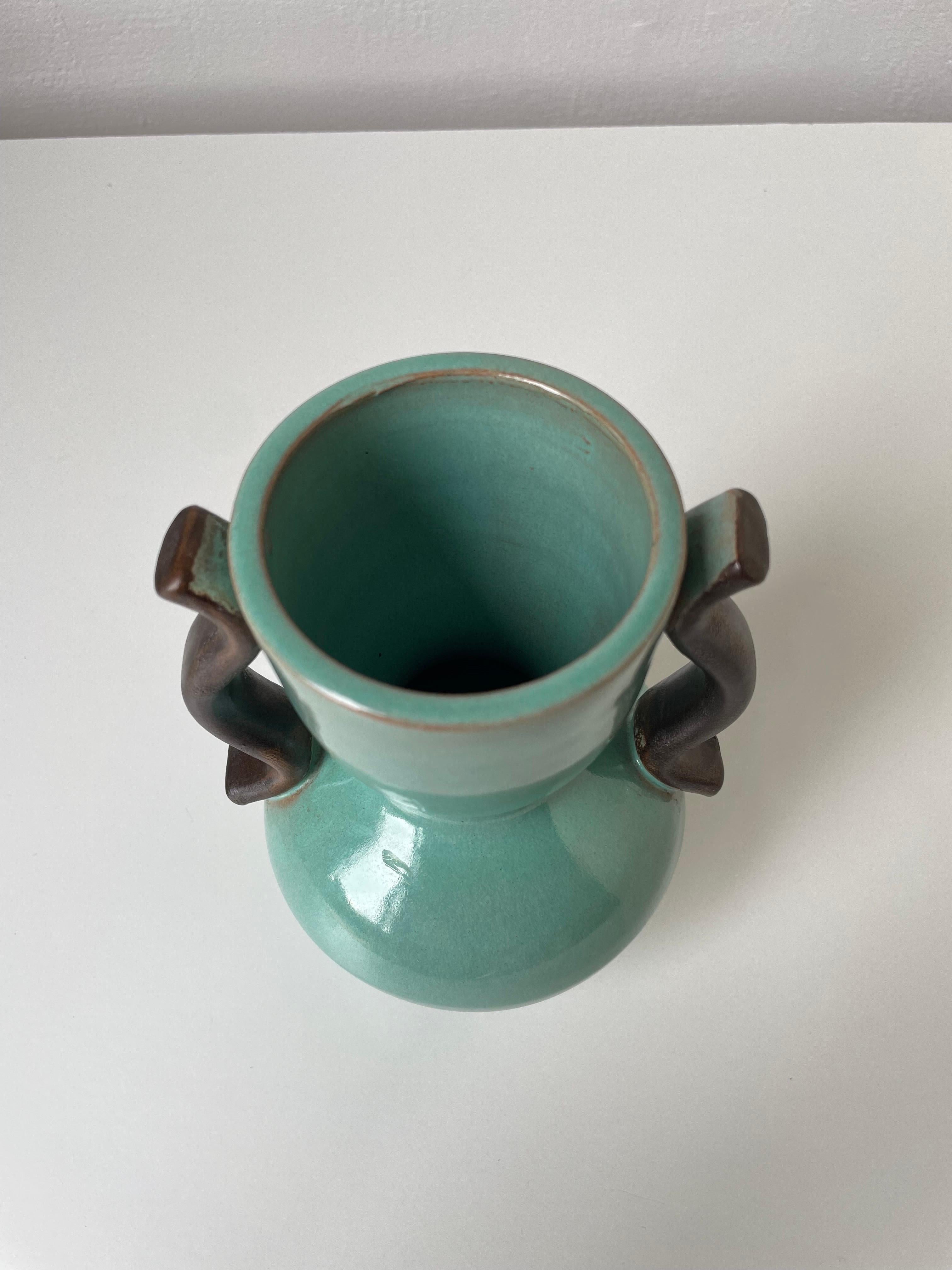 Anna-Lisa Thomson 1940s Green Ceramic Vase, Upsala Ekeby, Sweden For Sale 5