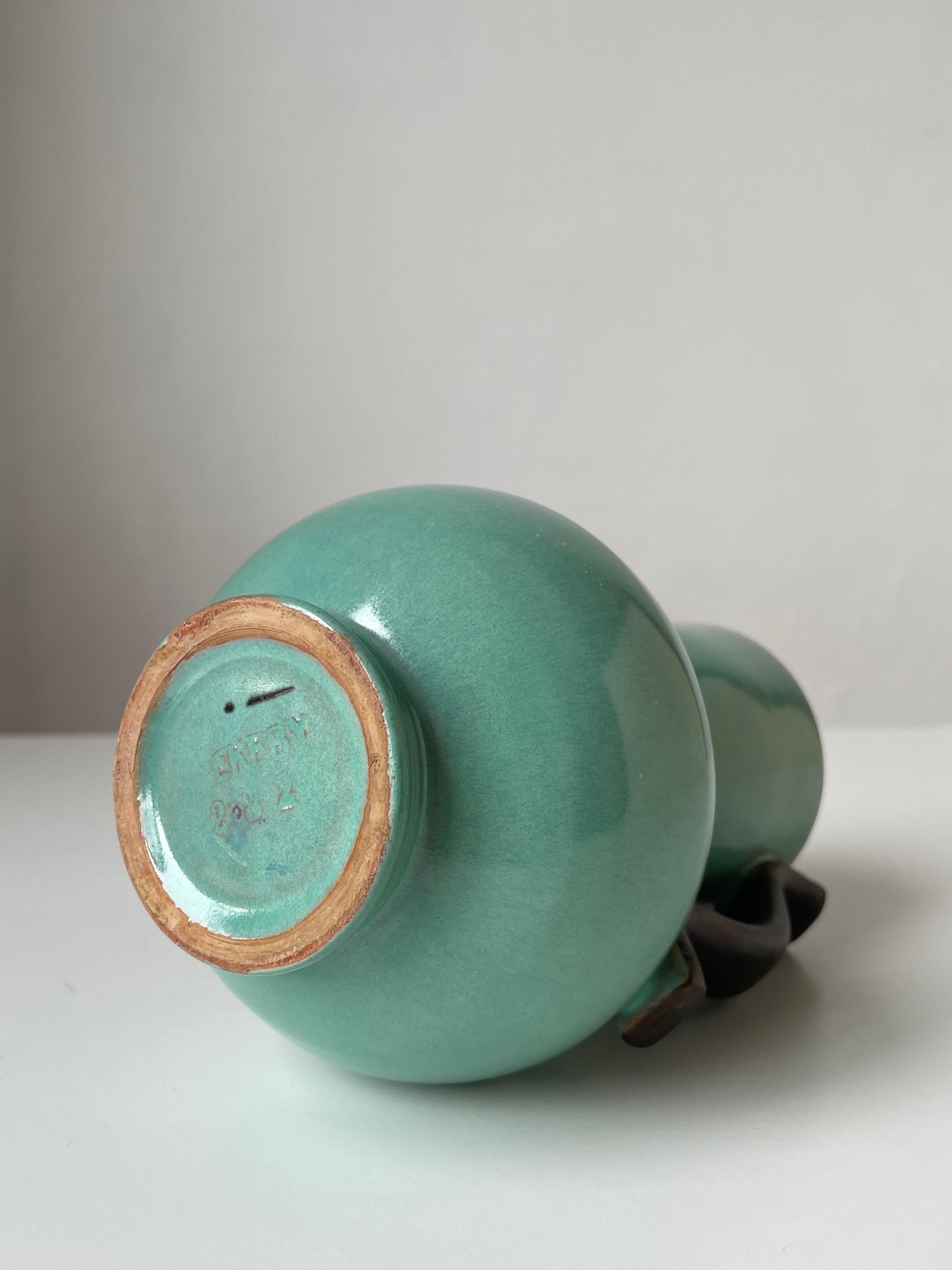 Anna-Lisa Thomson 1940s Green Ceramic Vase, Upsala Ekeby, Sweden For Sale 6