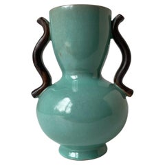 Anna-Lisa Thomson 1940s Green Ceramic Vase, Upsala Ekeby, Sweden