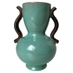 Anna-Lisa Thomson 1940s Green Ceramic Vase, Upsala Ekeby, Sweden