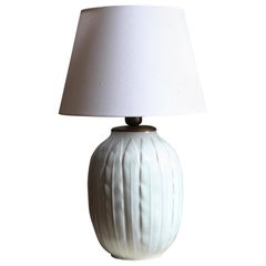 Anna-Lisa Thomson, große Tischlampe, glasiertes Steingut, Upsala-Ekeby Schweden, 1940er Jahre