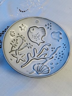 Anna-Lisa Thomson Large White Bowl 'Under the Sea' for Ekeby. Swedish 1940s.