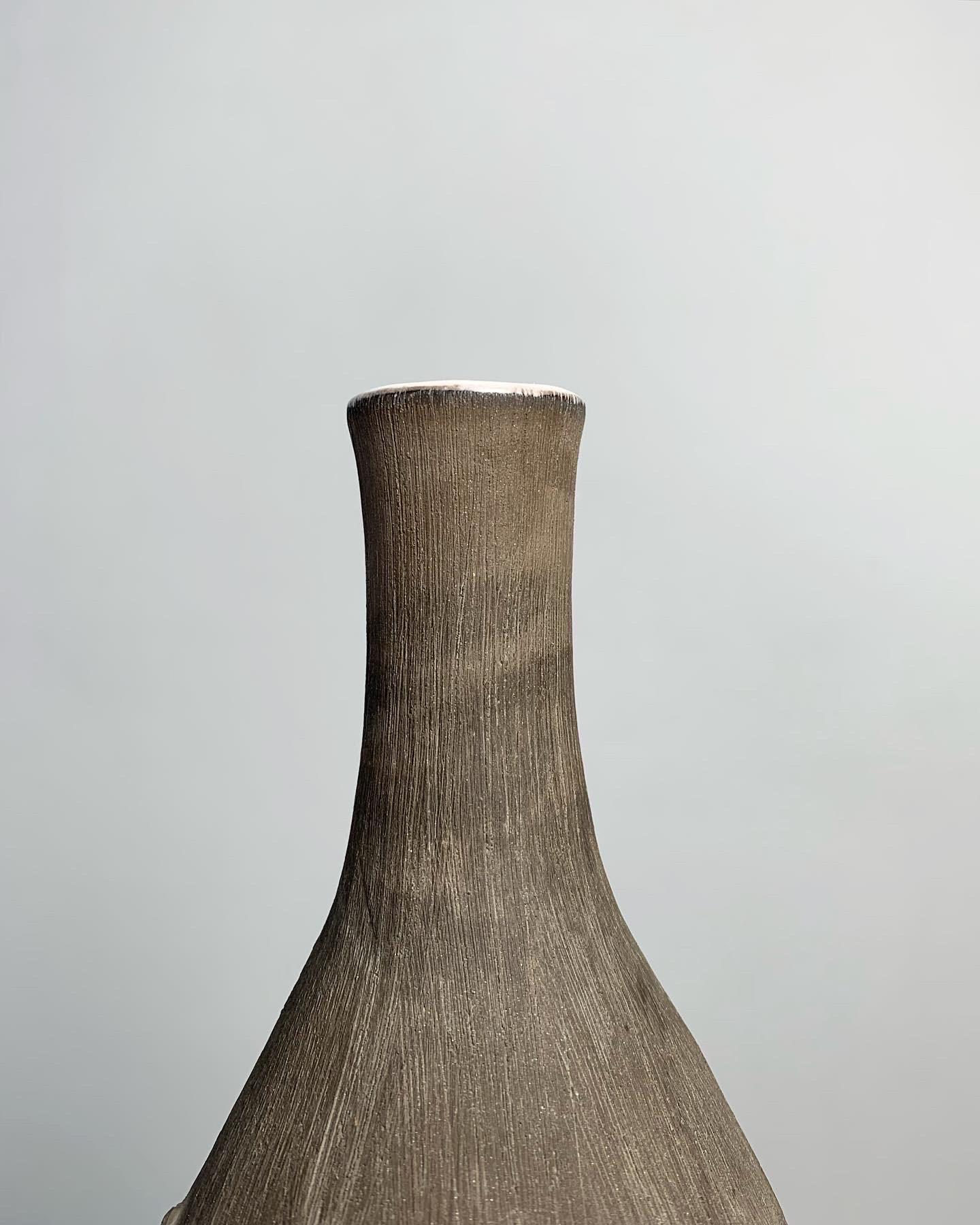 Hand-Carved Anna-Lisa Thomson Paprika Vase Stoneware Relief Upsala Ekeby 1950s