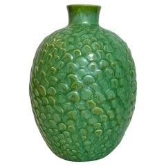 Anna Lisa Thomson Relief Stoneware Vase Reptile Gefle Sweden 1930s Art Deco
