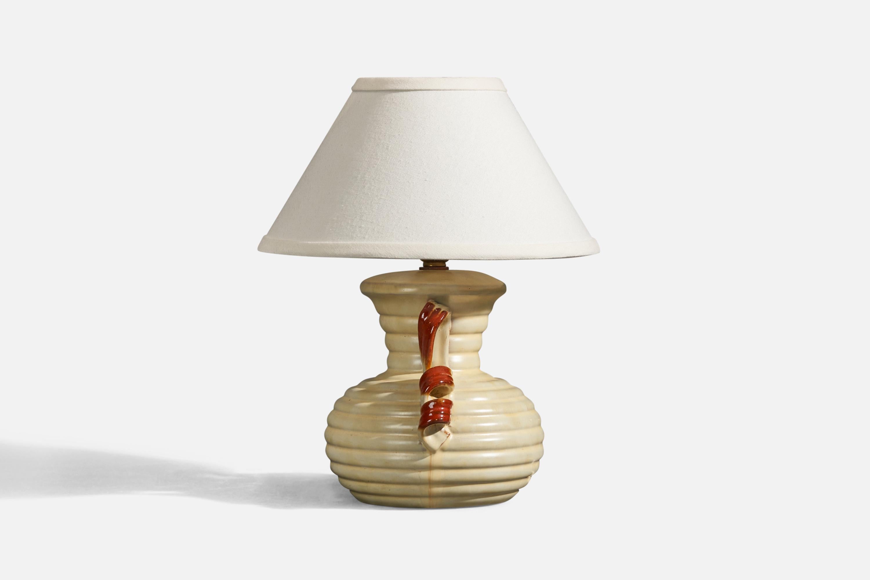 Scandinavian Modern Anna-Lisa Thomson, Table Lamp, Earthenware, Upsala-Ekeby, Sweden, 1940s For Sale