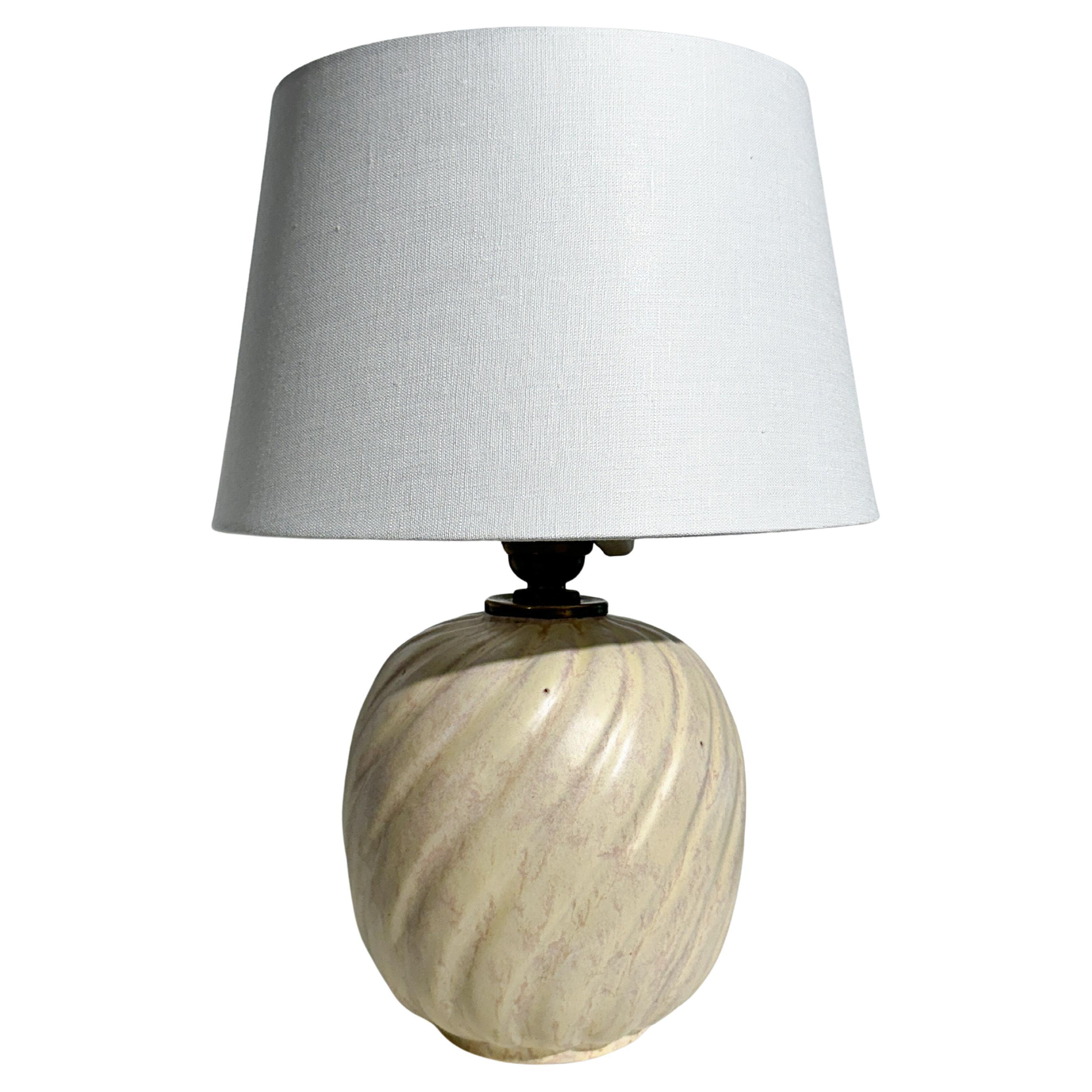 Anna Lisa Thomson Tischlampe Ekeby Keramik Schweden 1930er Jahre Wirbelglasur (Schwedisch) im Angebot