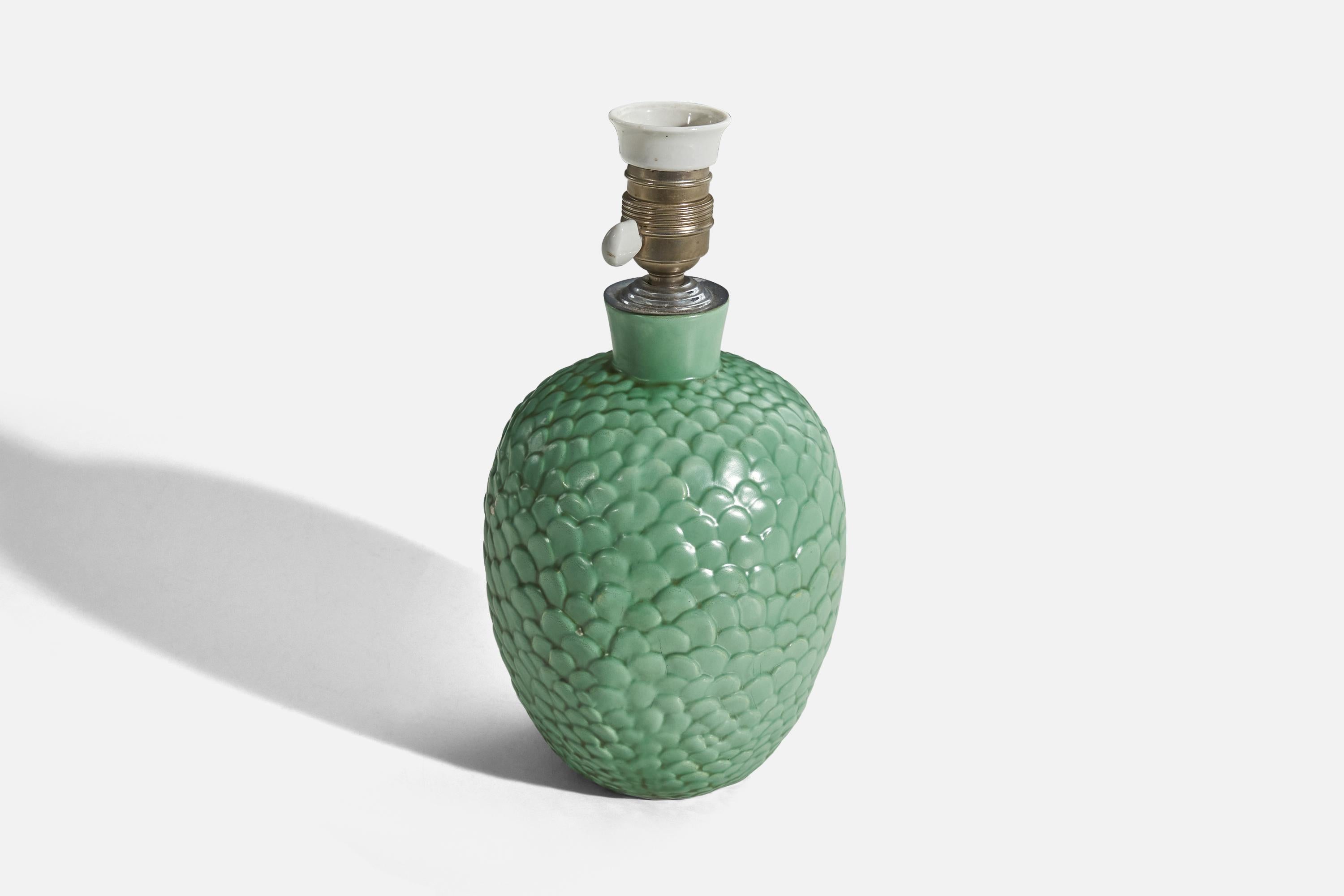 Anna-Lisa Thomson, lampe de bureau, céramique émaillée, Gefle, Suède, années 1930 Bon état - En vente à High Point, NC