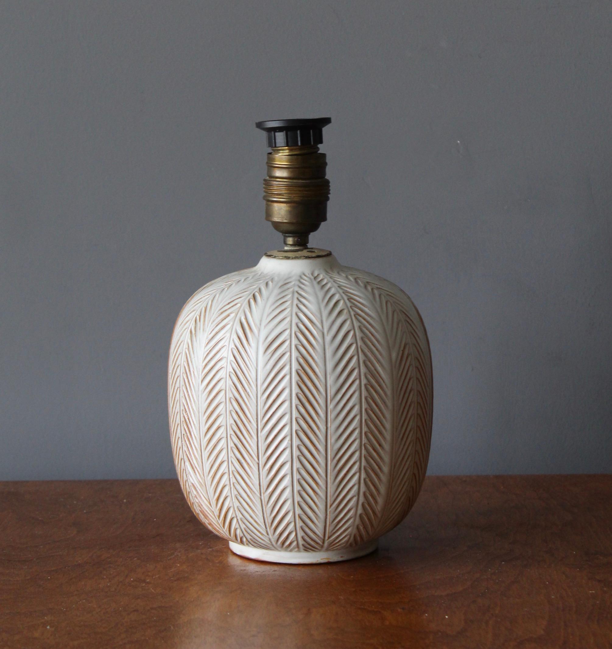 Organic Modern Anna-Lisa Thomson, Table Lamp, Glazed Ceramic, Upsala-Ekeby, Sweden, 1940s