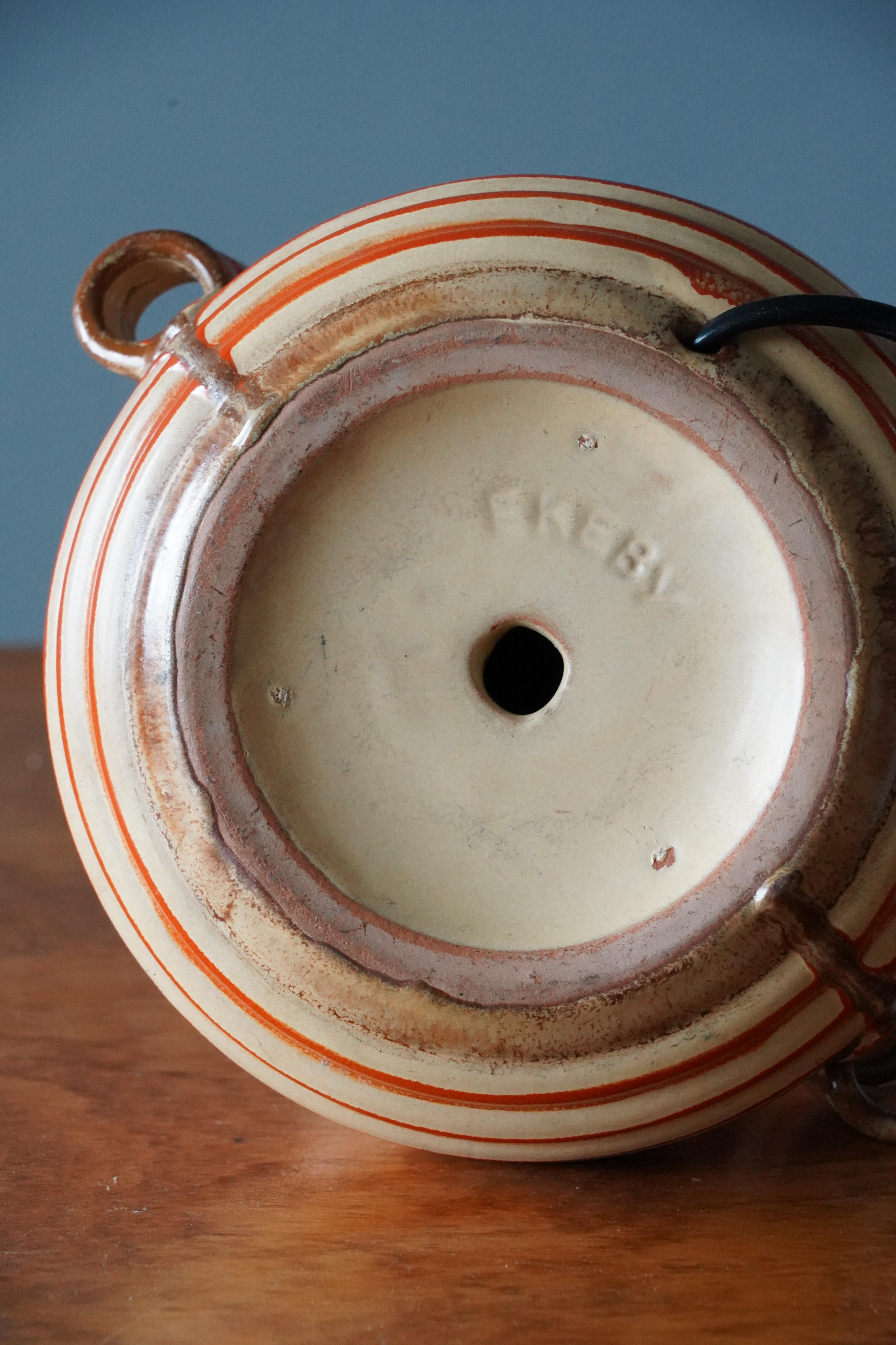 Earthenware Anna-Lisa Thomson, Table Lamp, Glazed Ceramic, Upsala-Ekeby, Sweden, 1940s