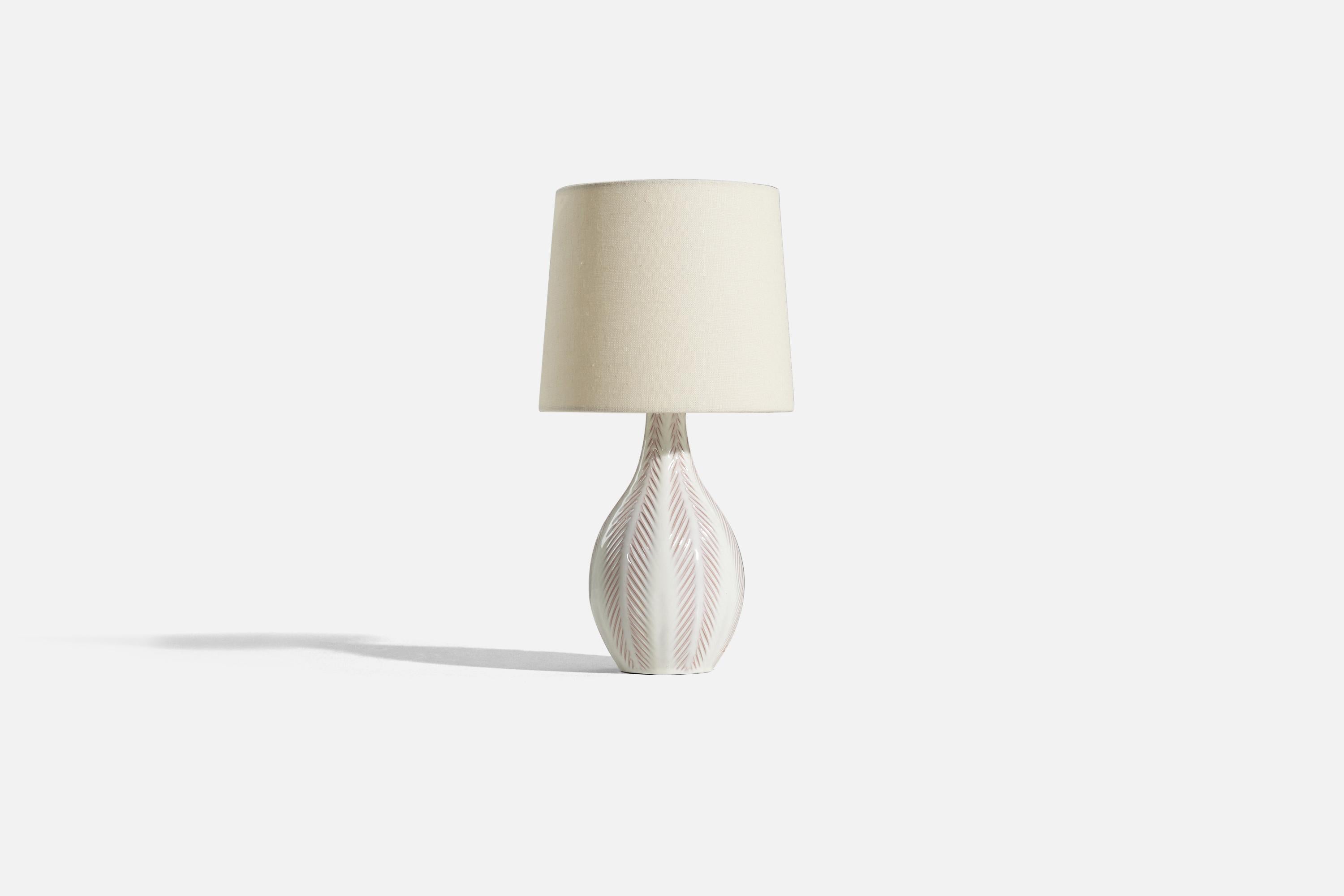 Scandinavian Modern Anna-Lisa Thomson, Table Lamp, Glazed Earthenware, Upsala-Ekeby, Sweden, 1940s For Sale