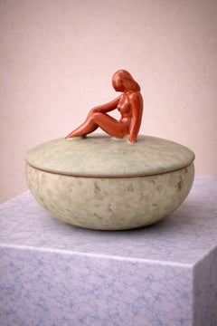 Anna-Lisa Thomson Cuenco con tapa Upsala Ekeby, Suecia Años 30