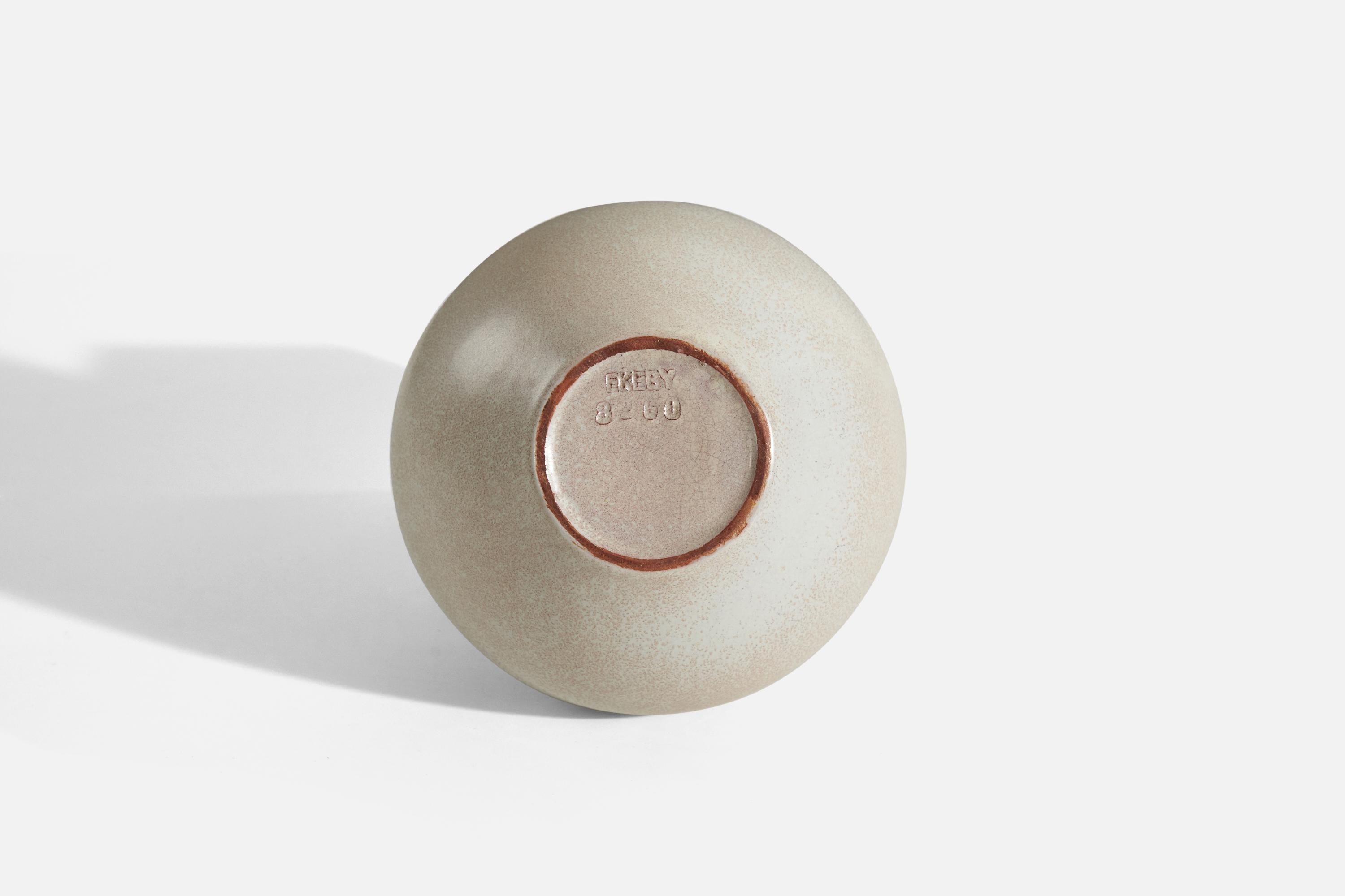 Anna-Lisa Thomson, Vase aus beige glasierter Keramik, Upsala-Ekeby, Schweden, 1940er Jahre (Mitte des 20. Jahrhunderts) im Angebot