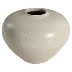 Anna-Lisa Thomson, Vase aus beige glasierter Keramik, Upsala-Ekeby, Schweden, 1940er Jahre