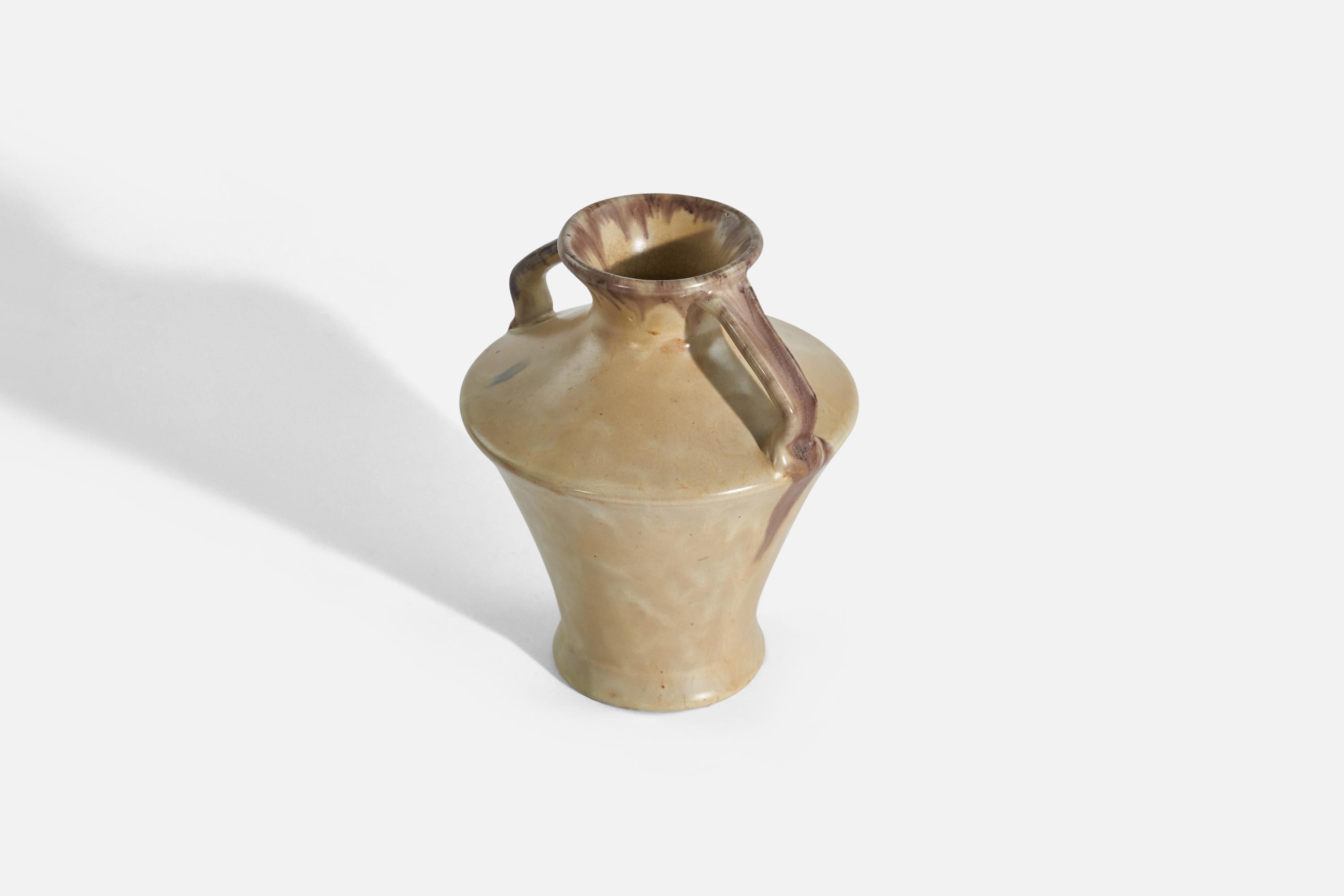 Organique Vase Anna-Lisa Thomson, faïence vernie beige, Upsala-Ekeby, Suède, 1936-38 en vente