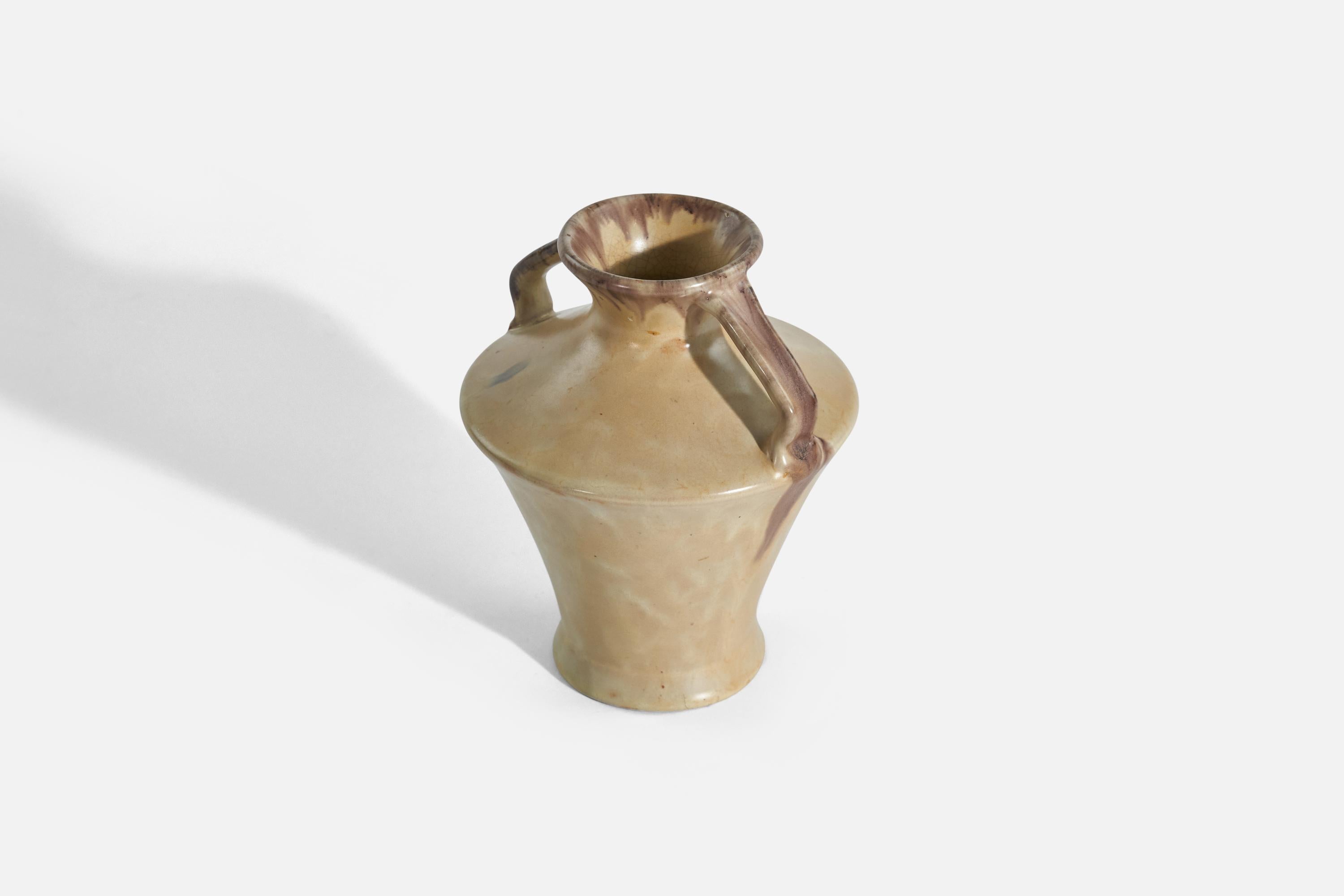 Organic Modern Anna-Lisa Thomson, Vase, Beige-Glazed Earthenware, Upsala-Ekeby, Sweden, 1936-38 For Sale