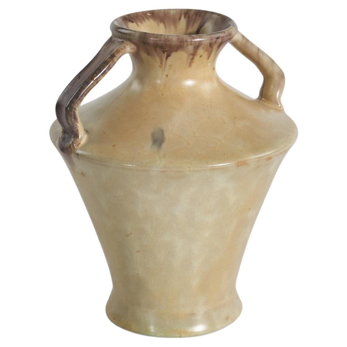Anna-Lisa Thomson, Vase, Beige-Glazed Earthenware, Upsala-Ekeby, Sweden, 1936-38 For Sale