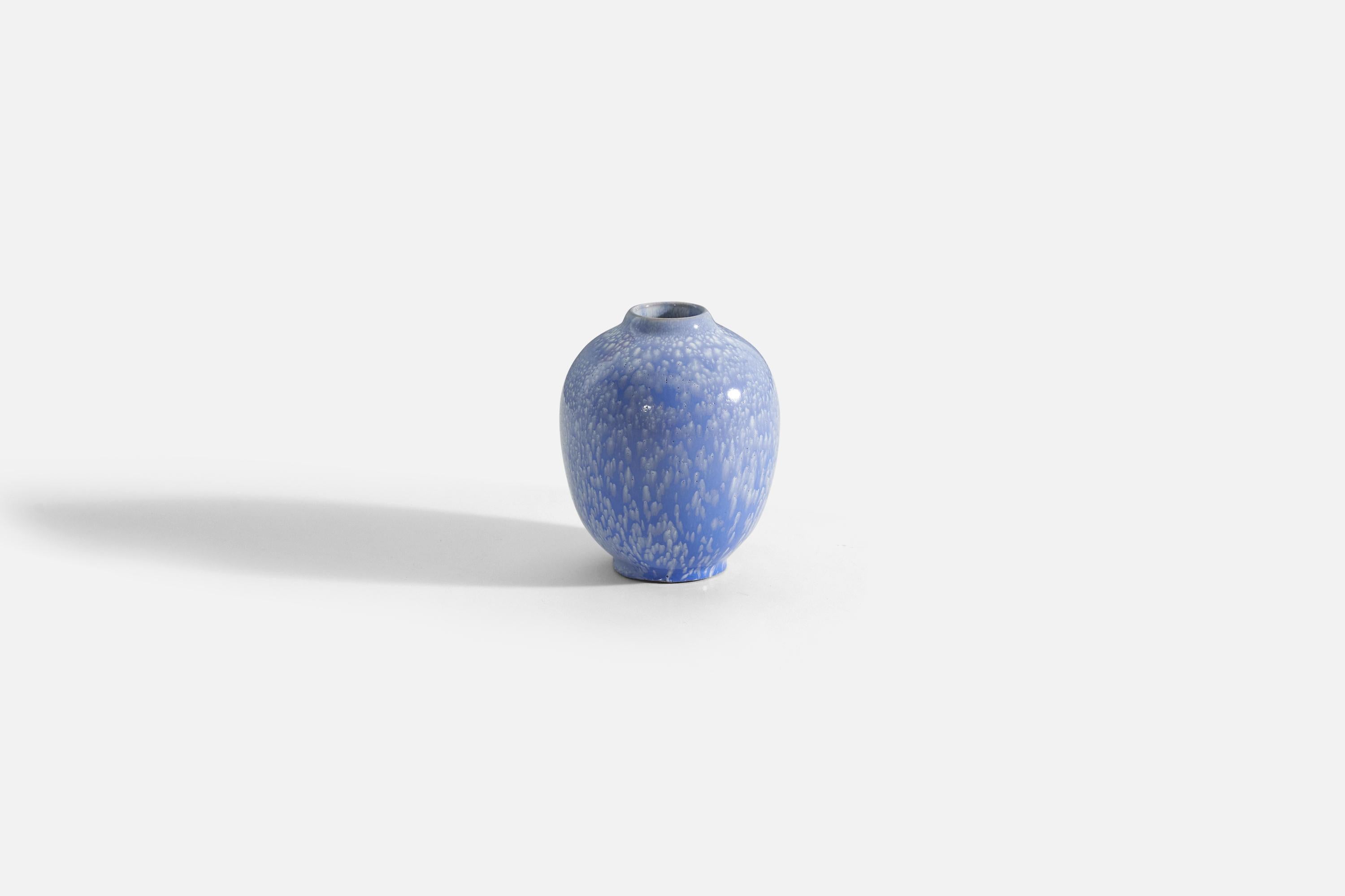 A light blue vase designed by Anna-Lisa Thomson, for Upsala-Ekeby, Sweden, c. 1940s. Signed.

 