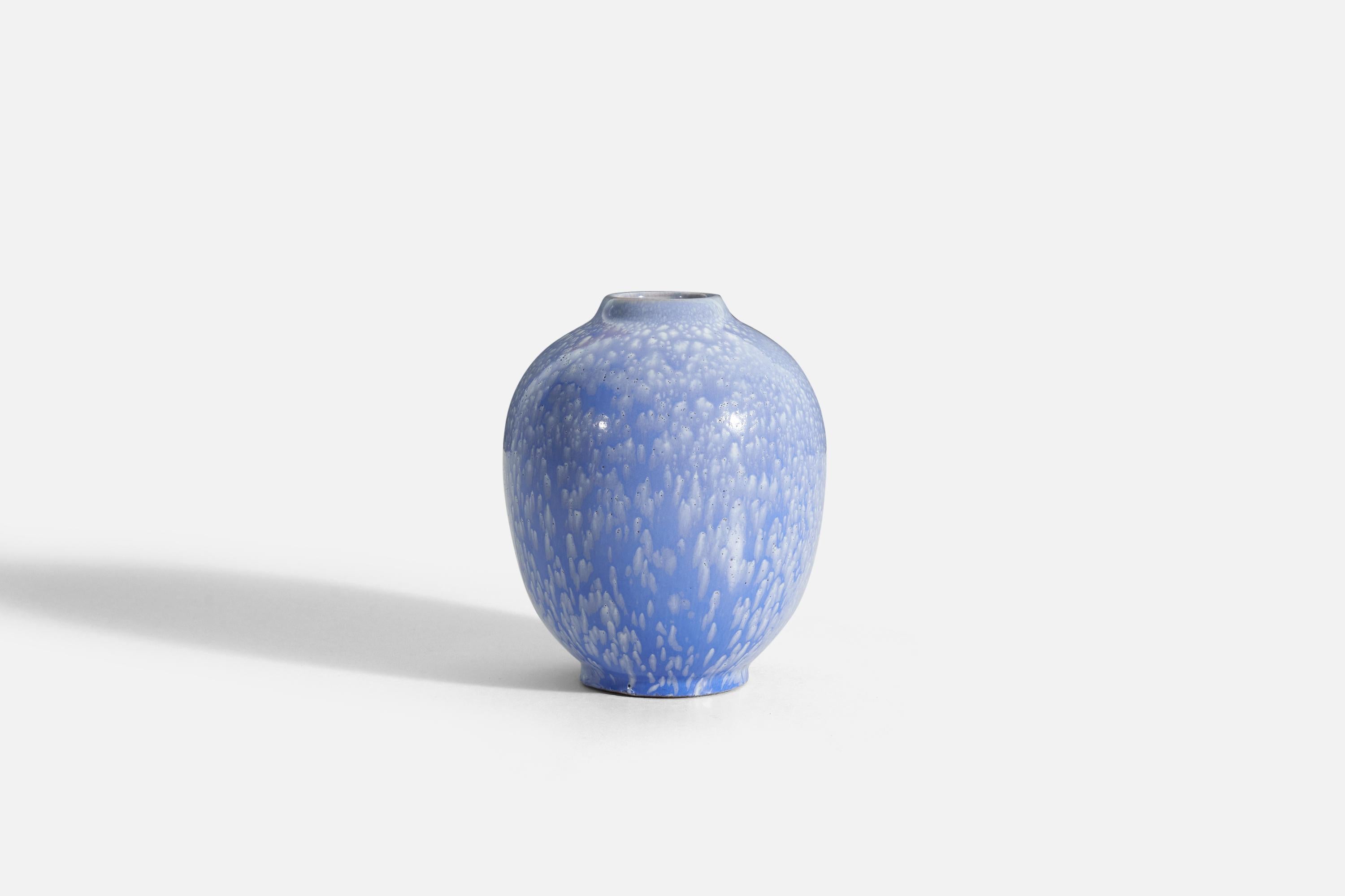 Organic Modern Anna-Lisa Thomson, Vase, Blue-Glazed Earthenware, Upsala-Ekeby Sweden 1940s