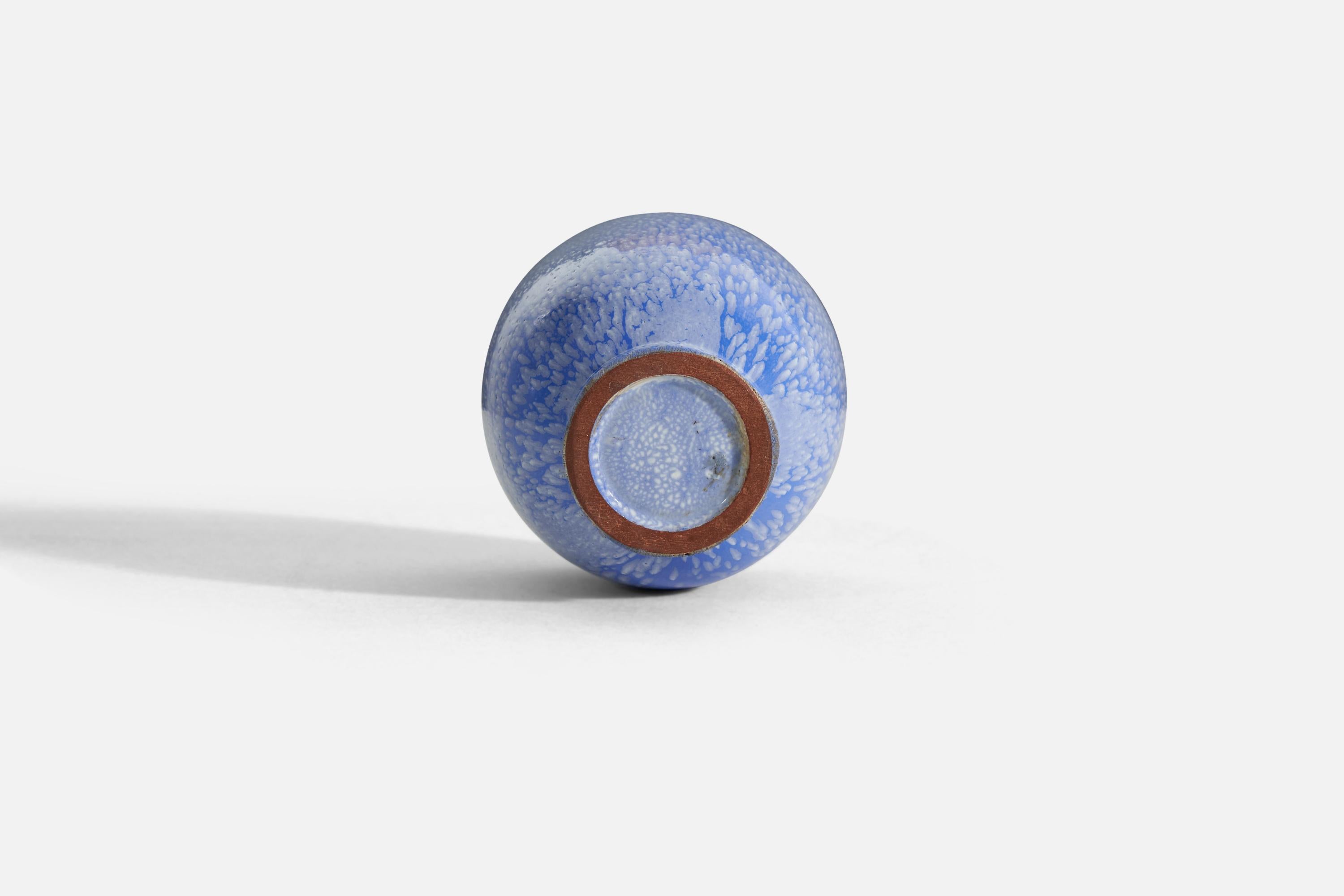 Mid-20th Century Anna-Lisa Thomson, Vase, Blue-Glazed Earthenware, Upsala-Ekeby Sweden 1940s