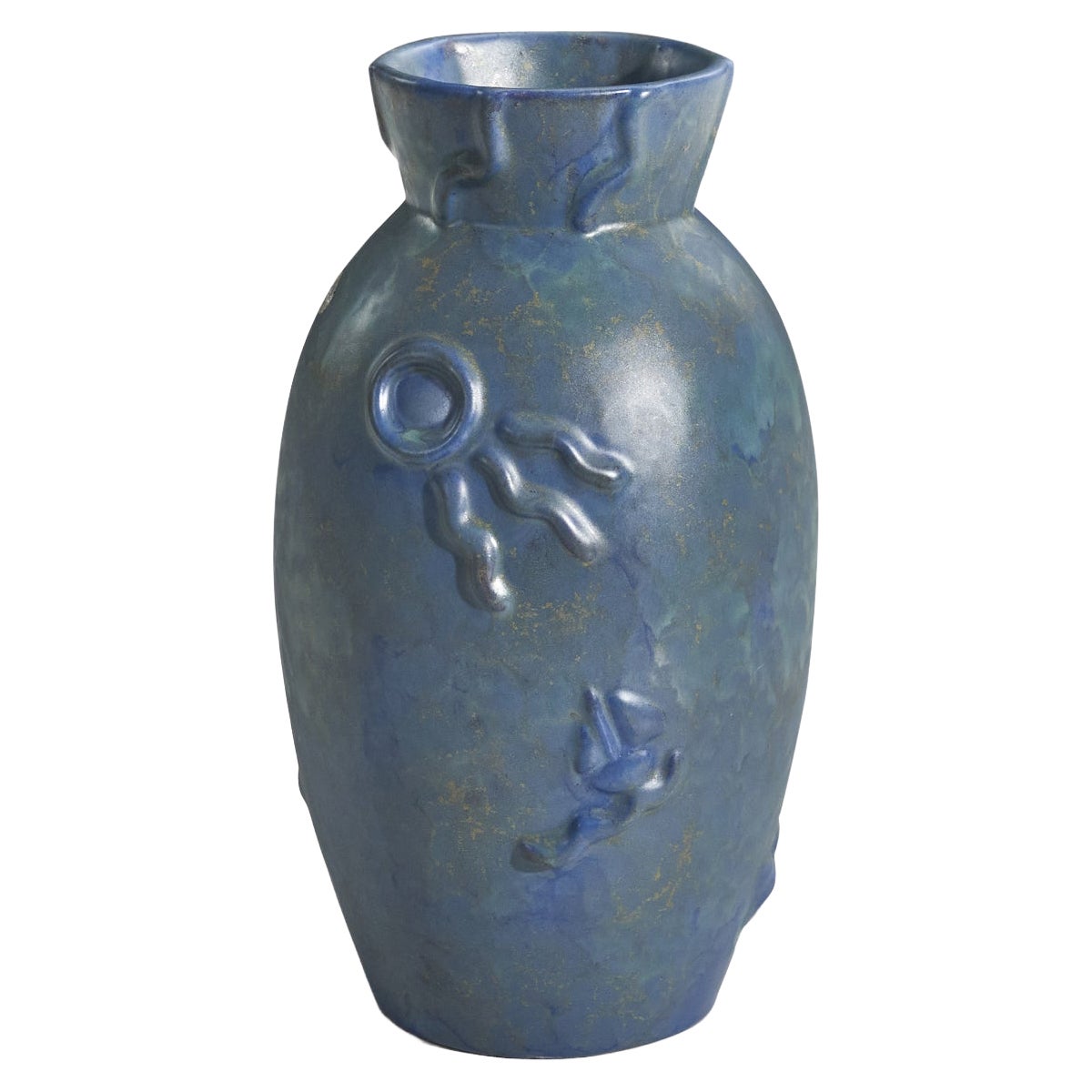 Anna-Lisa Thomson, Vase, Blue-Glazed Earthenware, Upsala-Ekeby, Sweden, 1940s For Sale