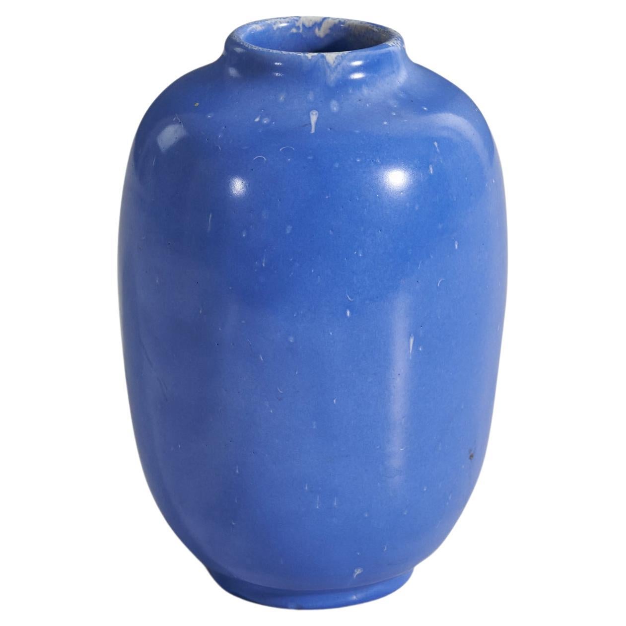 Anna-Lisa Thomson, Vase, Blue-Glazed Earthenware, Upsala-Ekeby, Sweden, 1940s