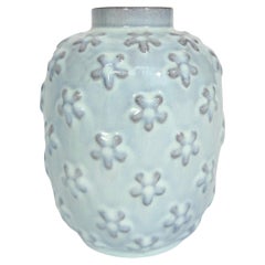 Anna Lisa Thomson Vaso con motivo floreale in rilievo Upsala Ekeby Svezia anni '40