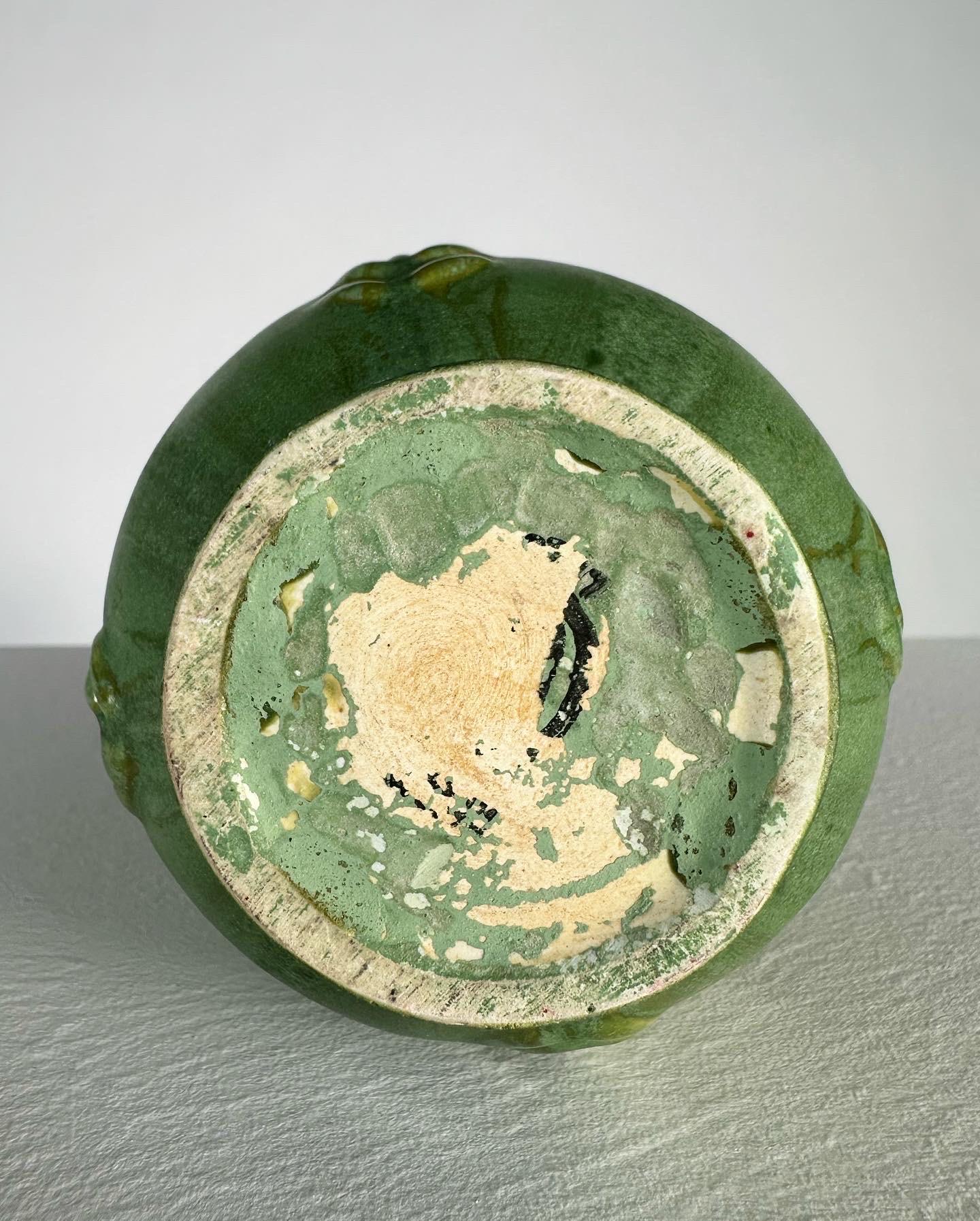 Anna Lisa Thomson Vase Gefle Sweden Ceramic Relief Green, 1930s For Sale 3