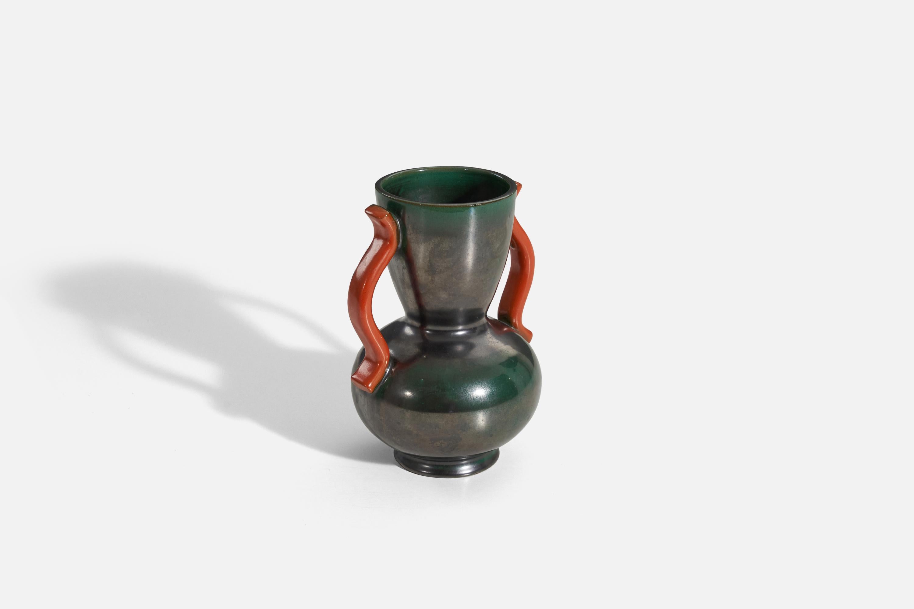 Organic Modern Anna-Lisa Thomson, Vase, Glazed Earthenware, Upsala-Ekeby, Sweden, 1940s For Sale