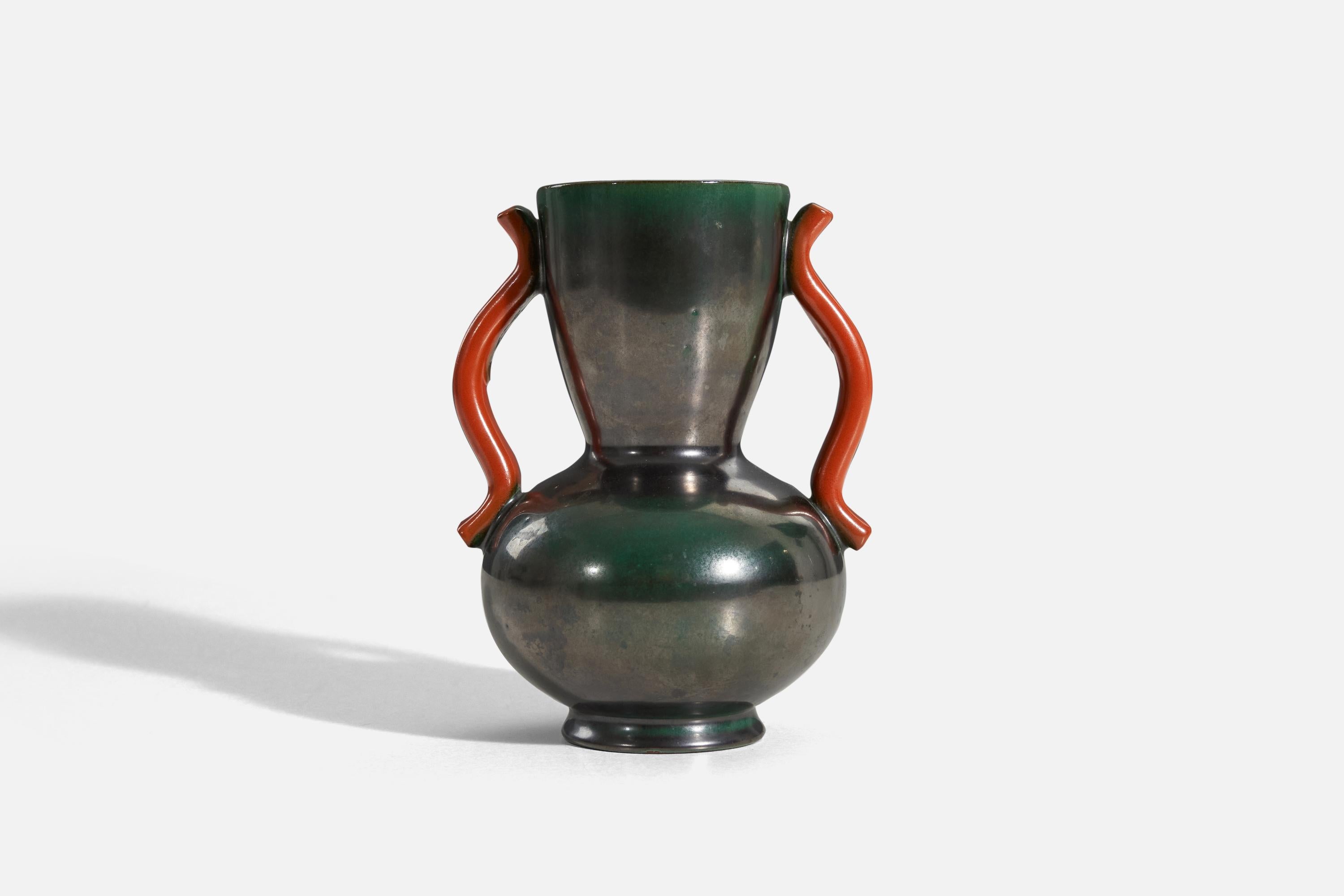 Swedish Anna-Lisa Thomson, Vase, Glazed Earthenware, Upsala-Ekeby, Sweden, 1940s For Sale
