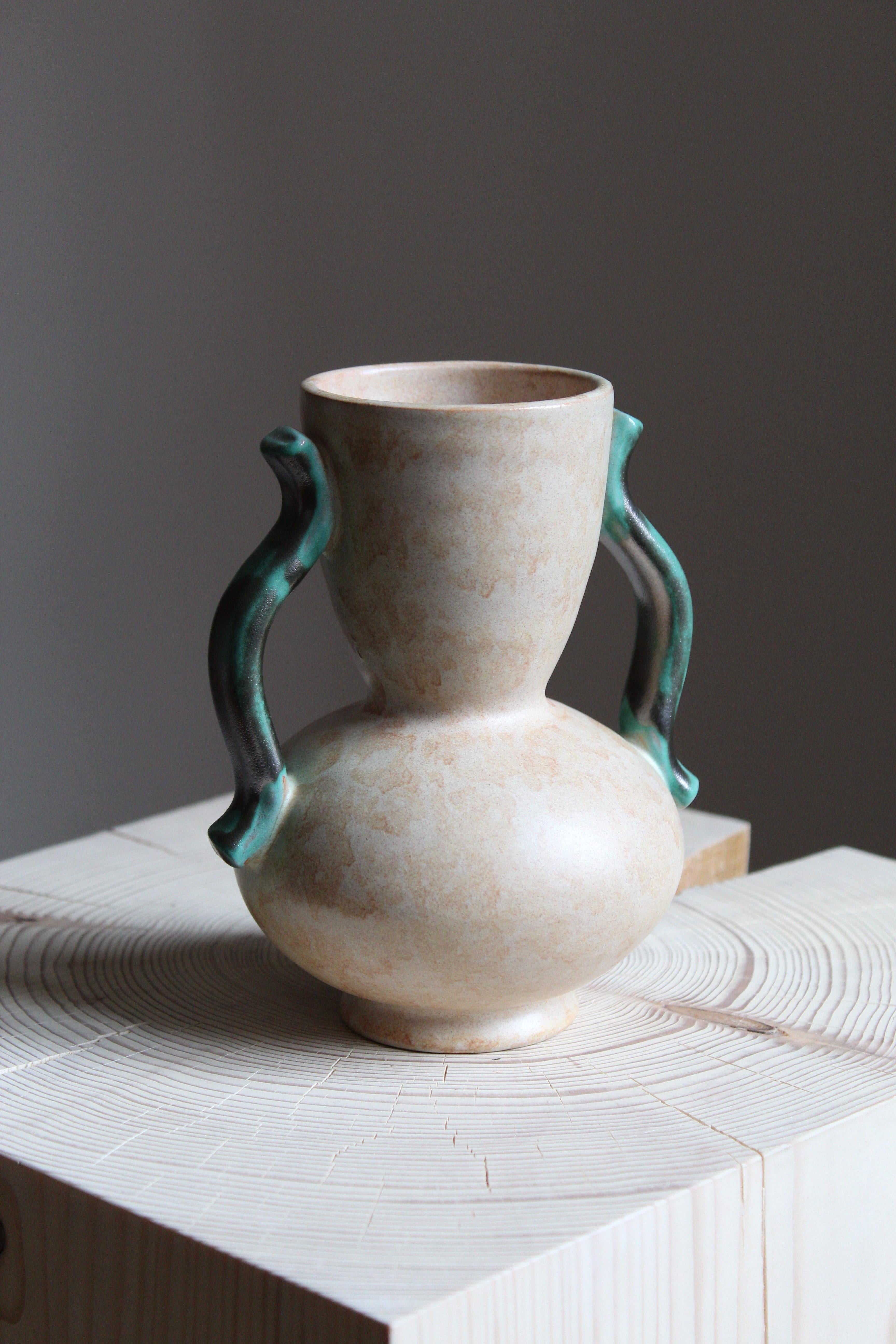 Organic Modern Anna-Lisa Thomson, Vase, Glazed Stoneware, Upsala-Ekeby, Sweden, 1940s
