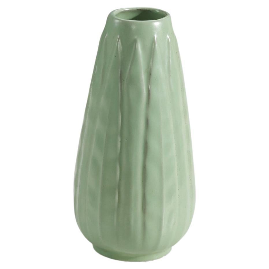Anna-Lisa Thomson, Vase, Green-Glazed Earthenware, Upsala-Ekeby, Sweden, 1940s