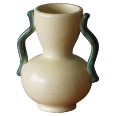 Anna-Lisa Thomson, Vase, White / Green Glazed Ceramic, Upsala-Ekeby Sweden 1940s