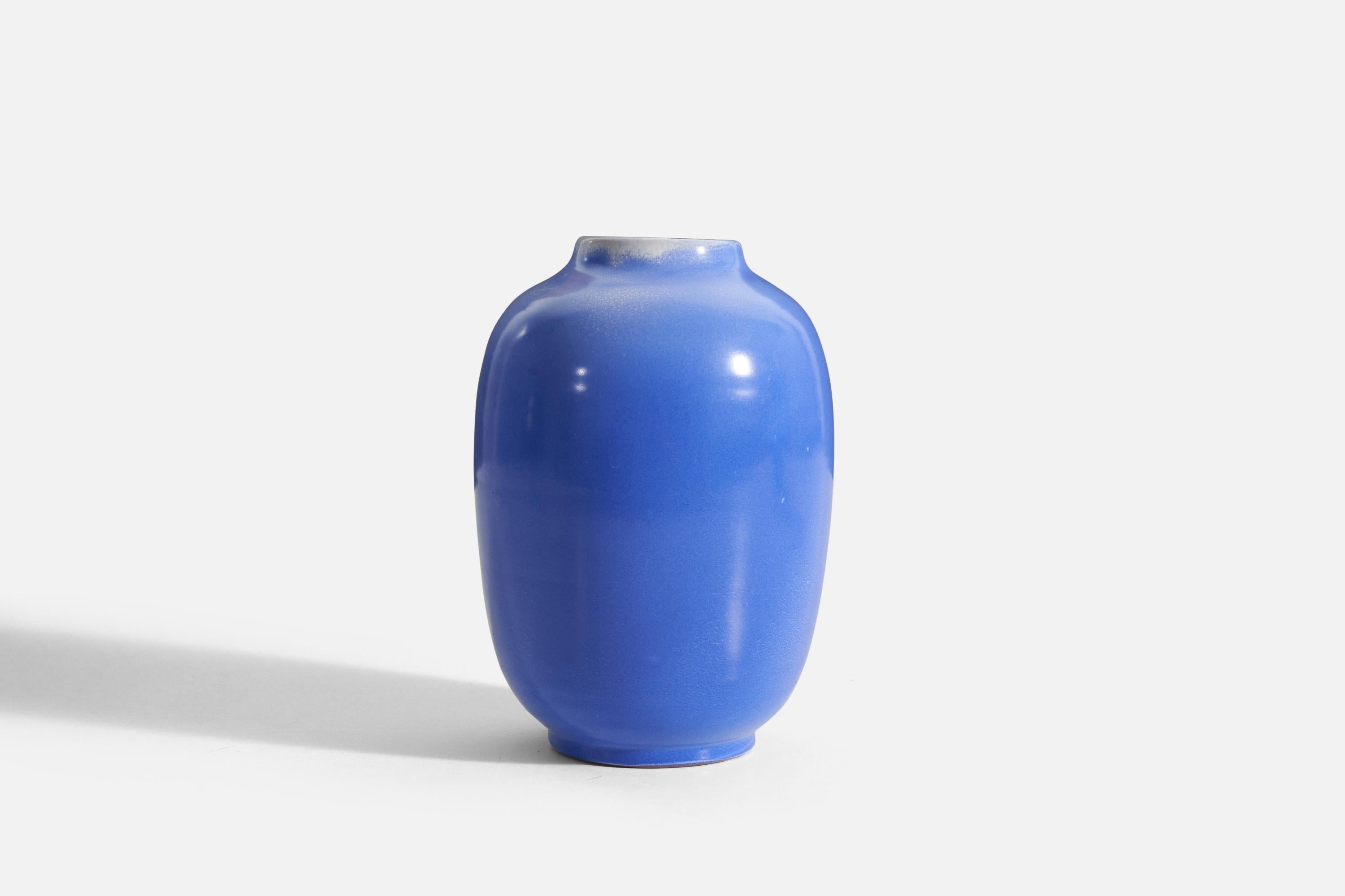 Organic Modern Anna-Lisa Thomson, Vases, Blue-Glazed Earthenware, Upsala-Ekeby Sweden 1940s