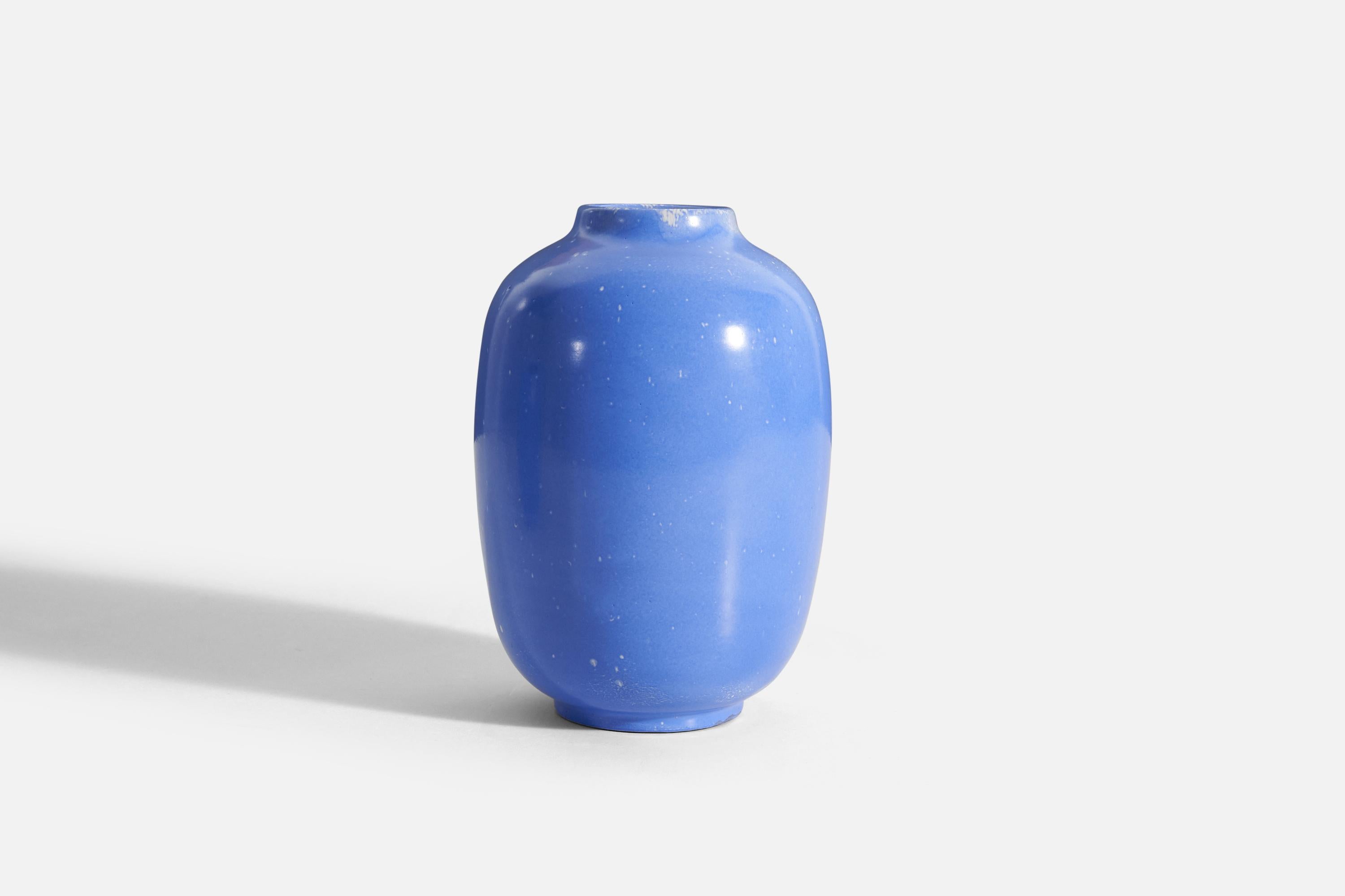 Swedish Anna-Lisa Thomson, Vases, Blue-Glazed Earthenware, Upsala-Ekeby Sweden 1940s