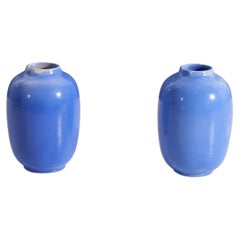 Anna-Lisa Thomson, Vases, Blue-Glazed Earthenware, Upsala-Ekeby Sweden 1940s