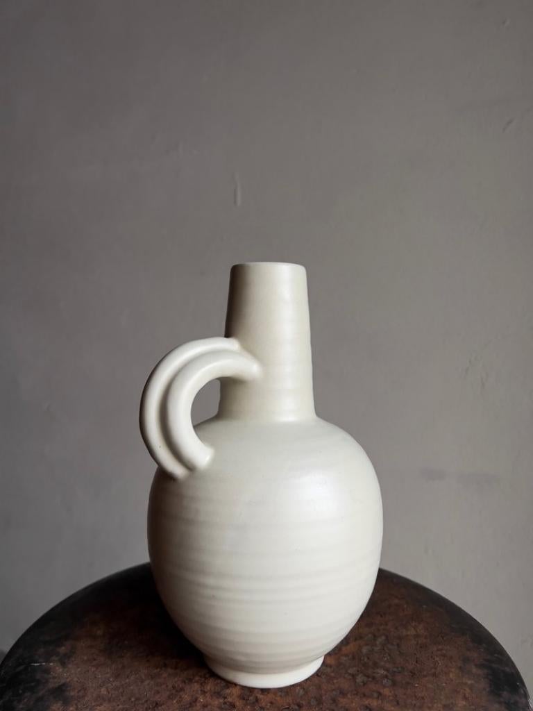 Art Deco Anna-Lisa Thomson White Ceramic Jug Vase for Upsala Ekeby, 1930s For Sale
