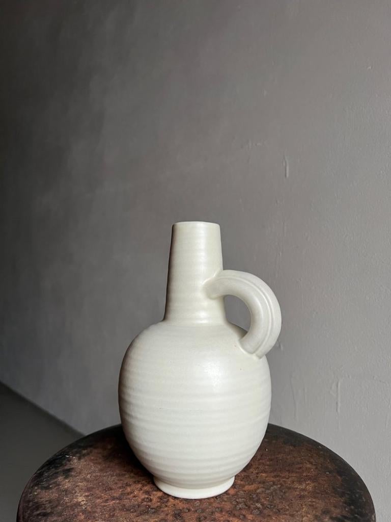 Swedish Anna-Lisa Thomson White Ceramic Jug Vase for Upsala Ekeby, 1930s For Sale