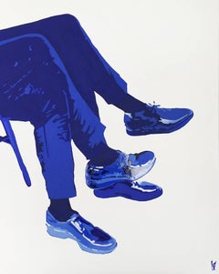 Mr Blue: Contemporary Figurative Acrylic On Canvas Painting by Anna Malikowska