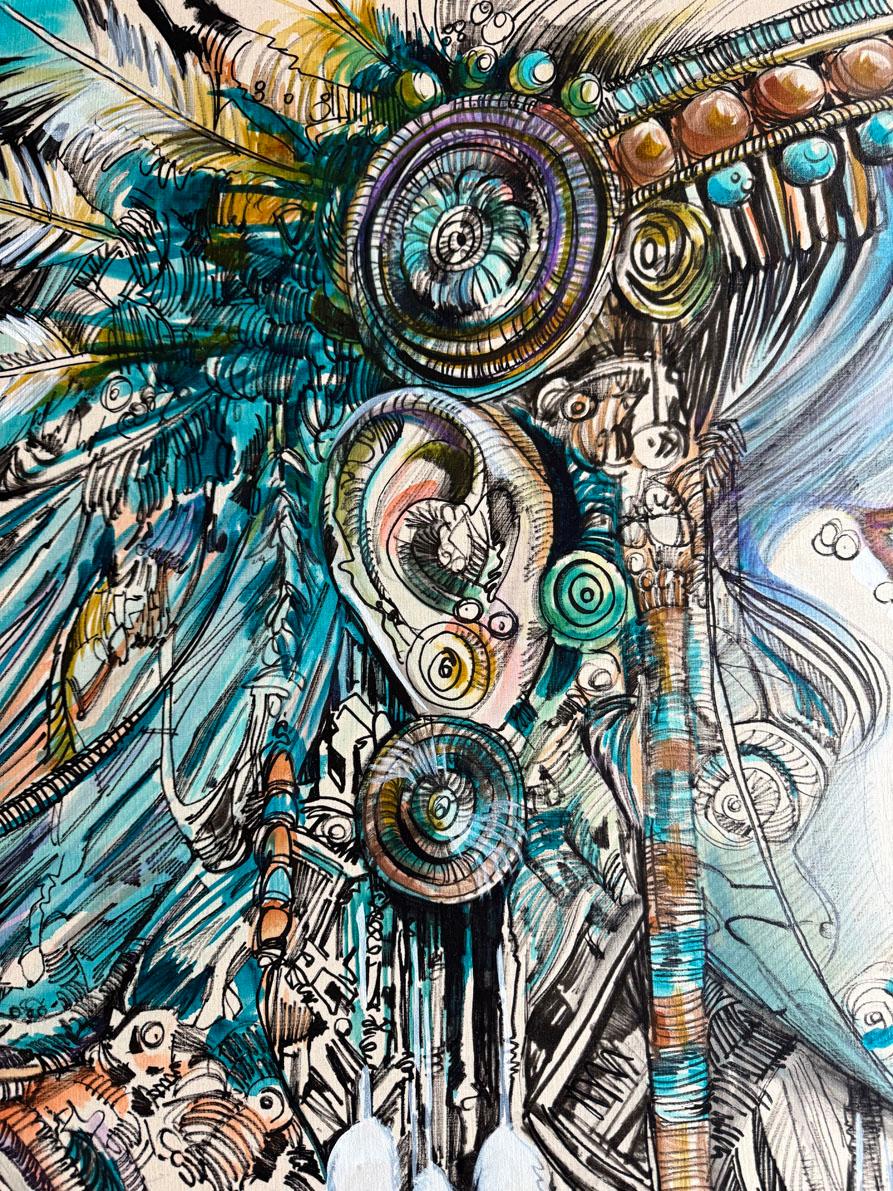 Tinte und Acryl auf Leinwand
Unterzeichnet