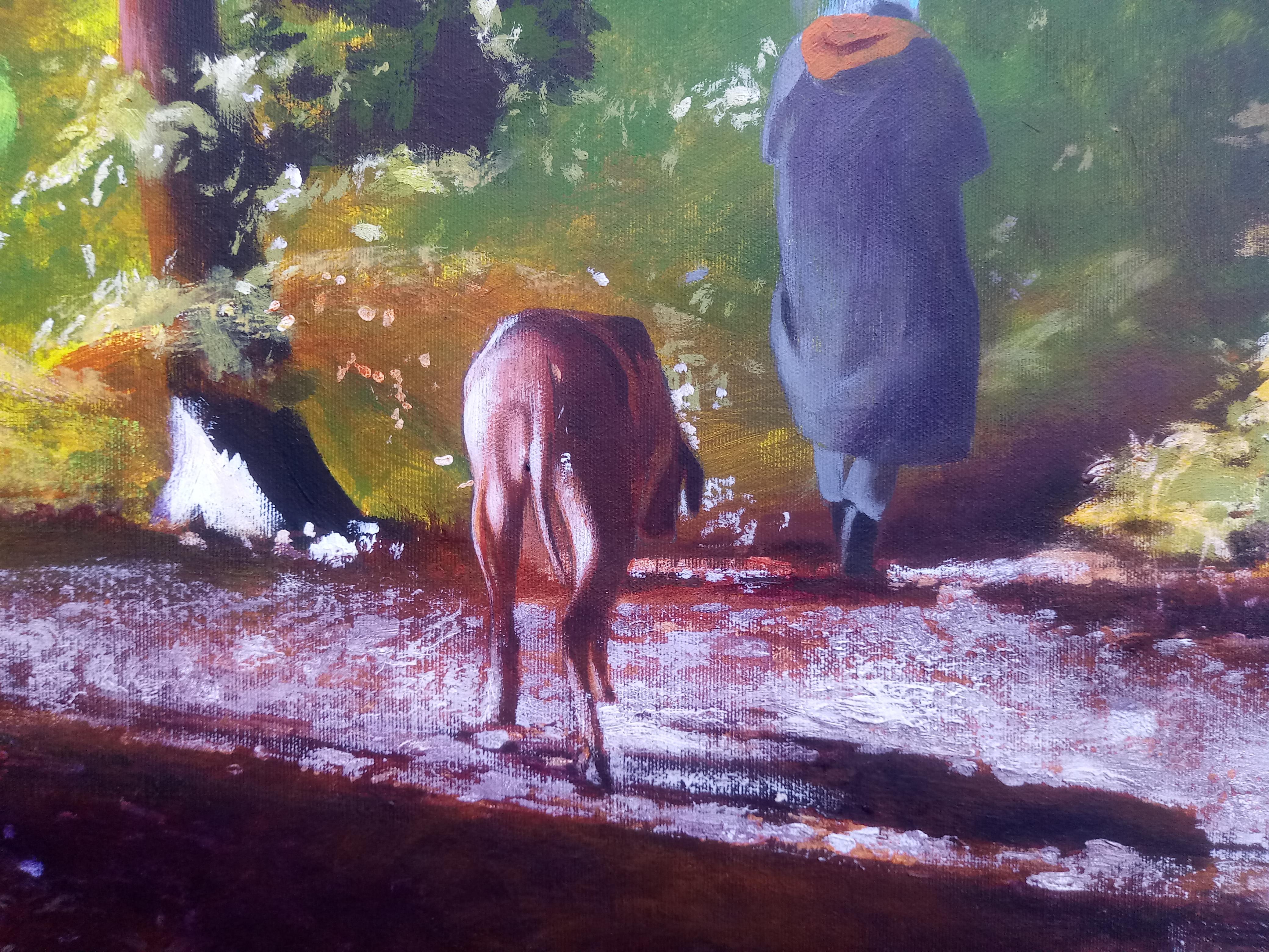 Beech Forest - Contemporary Figurative Joyfull Landscape Painting, XL Format For Sale 7